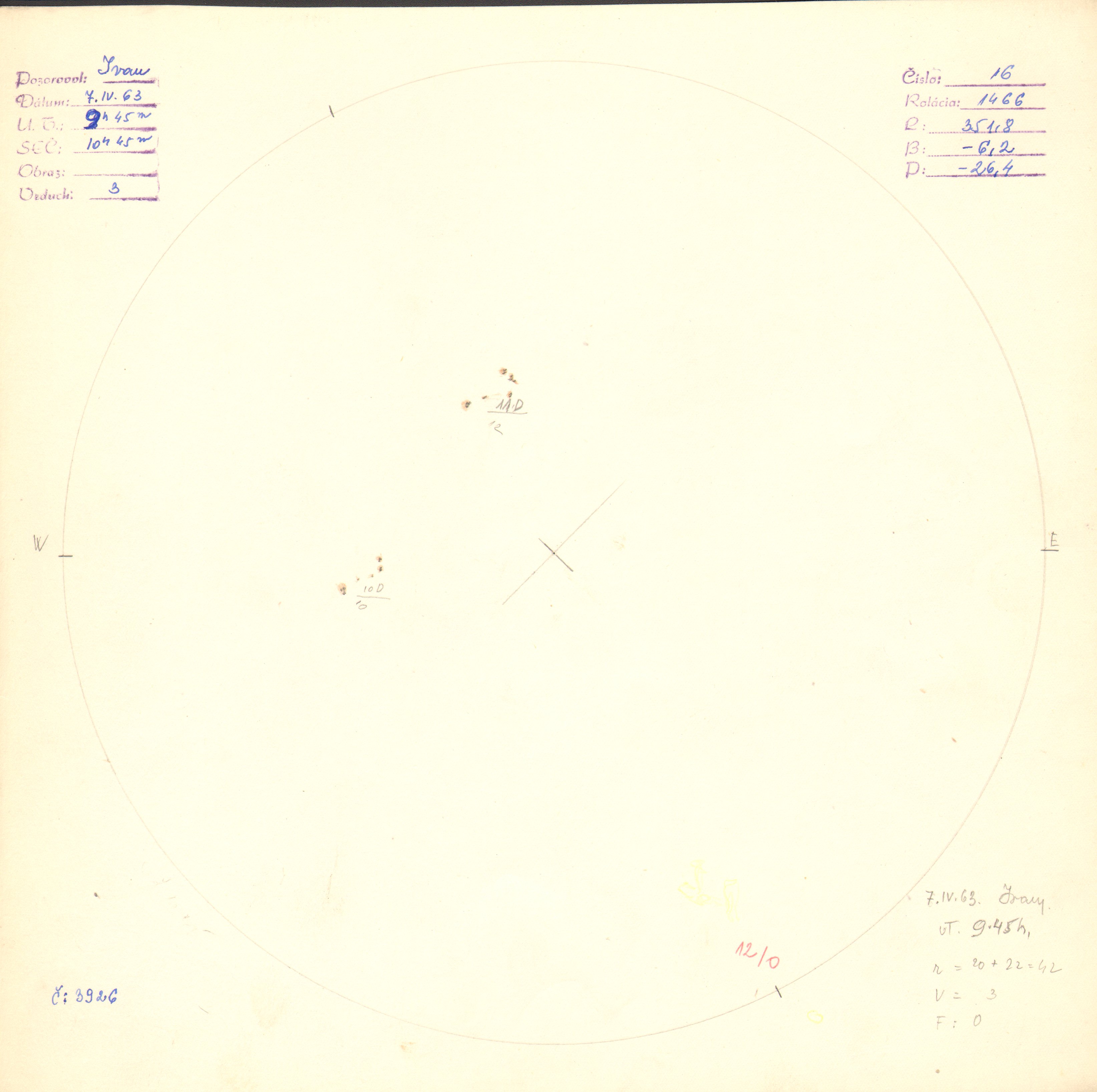 Obrázok zákresu Slnka na deň 07.04.1963