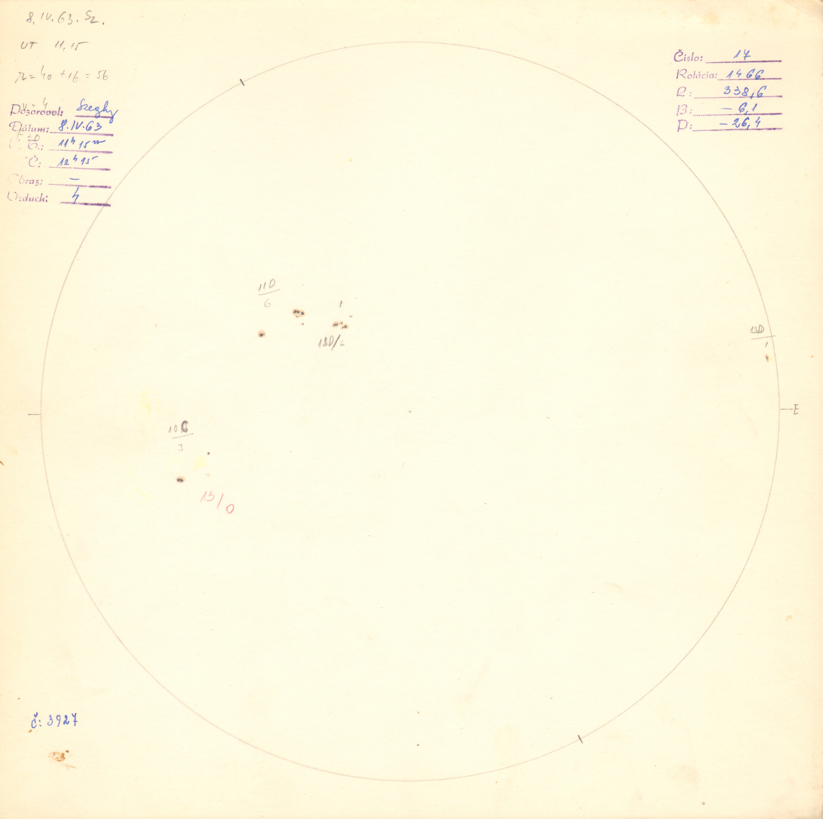 Obrázok zákresu Slnka na deň 08.04.1963