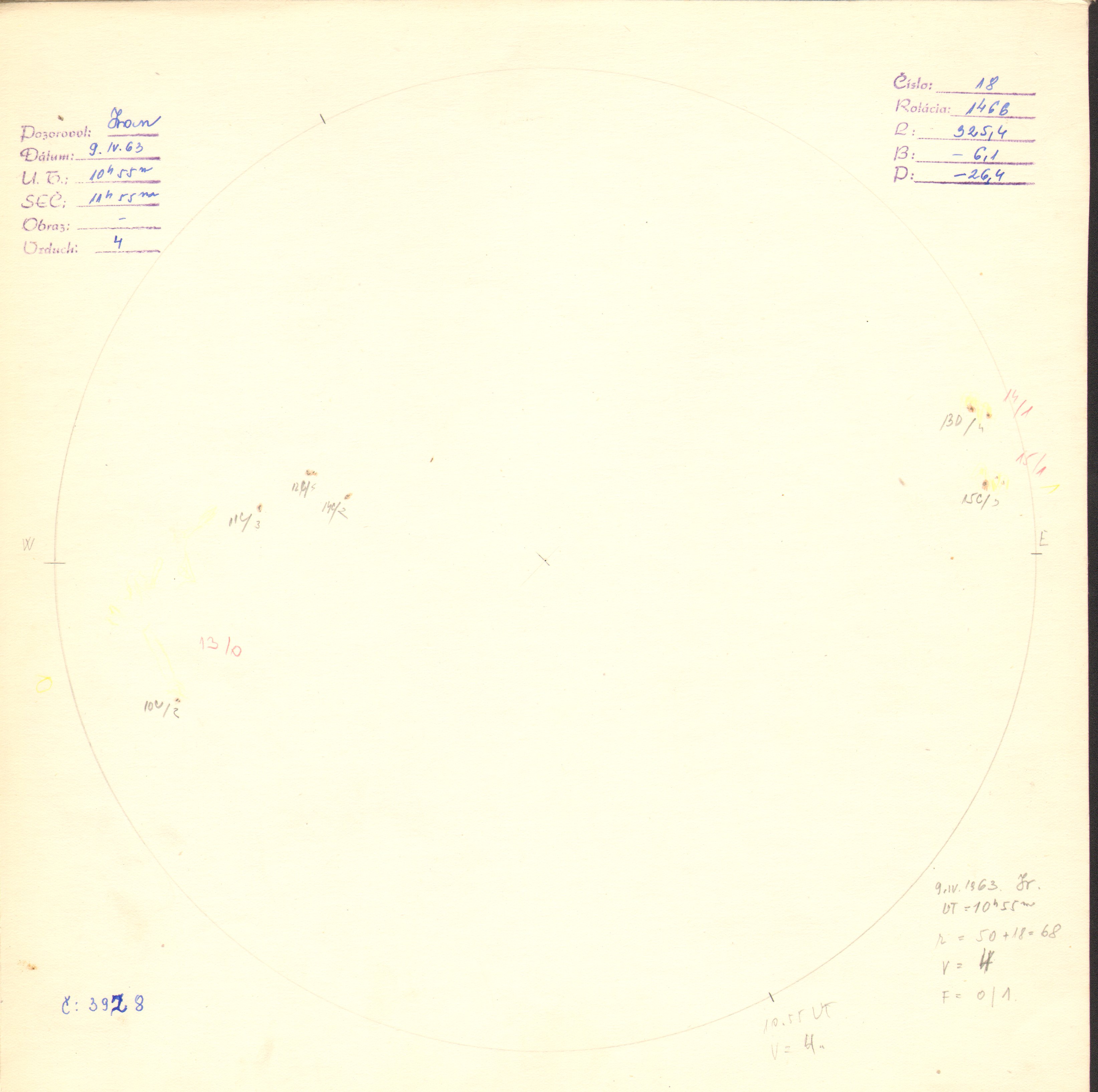 Obrázok zákresu Slnka na deň 09.04.1963