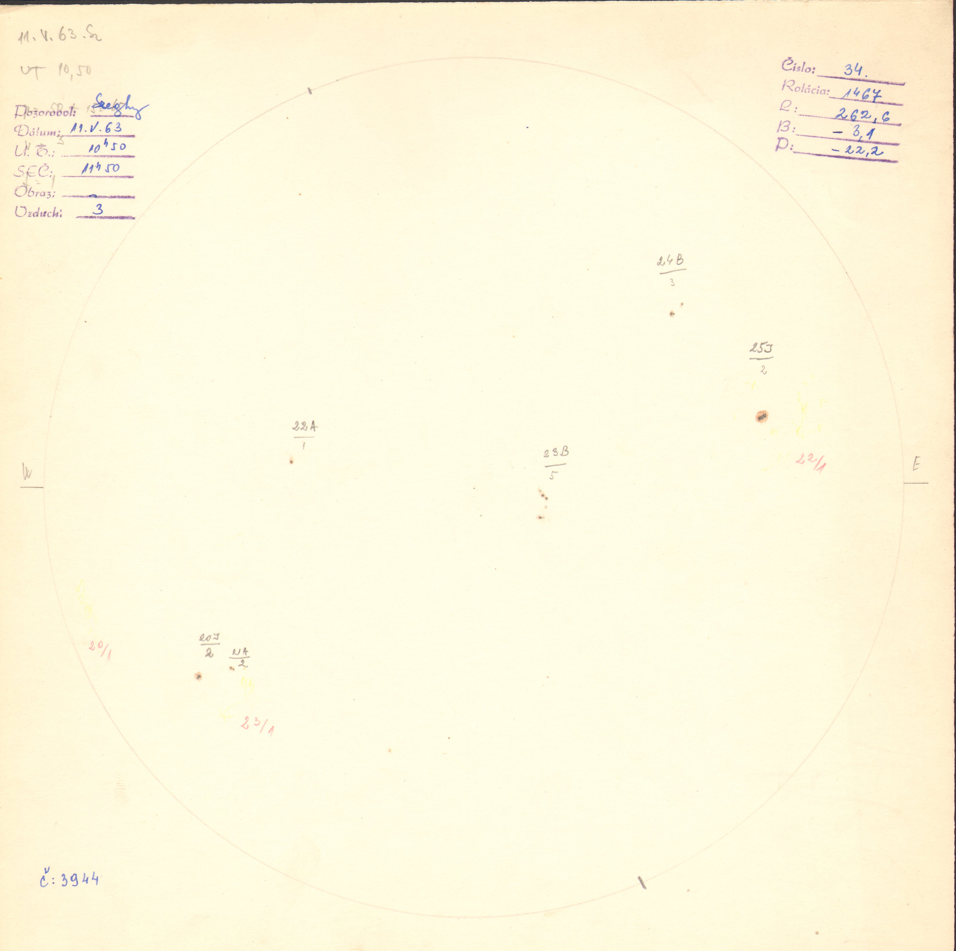 Obrázok zákresu Slnka na deň 11.05.1963