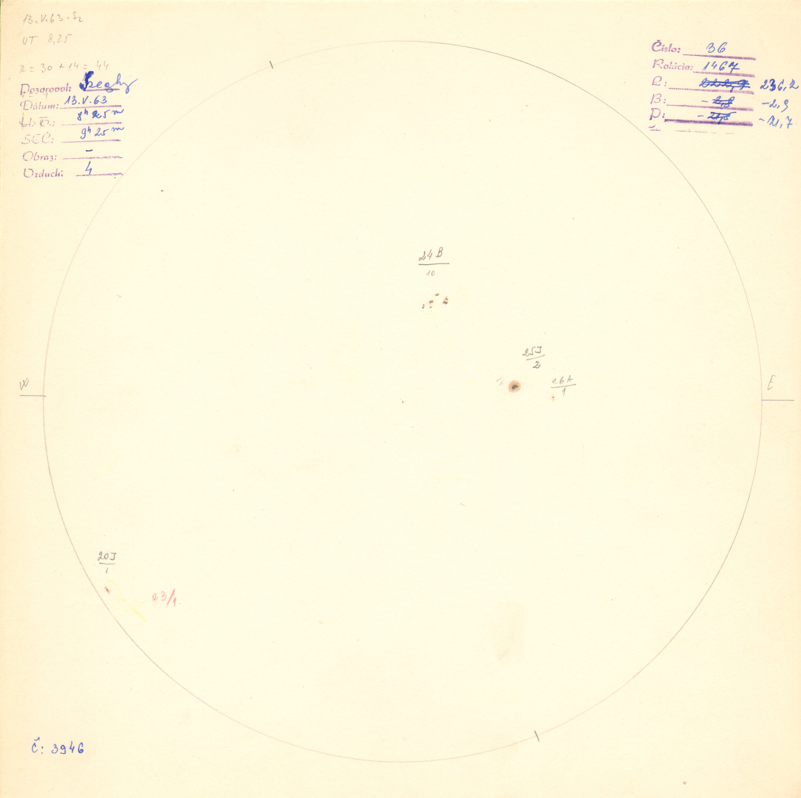Obrázok zákresu Slnka na deň 13.05.1963