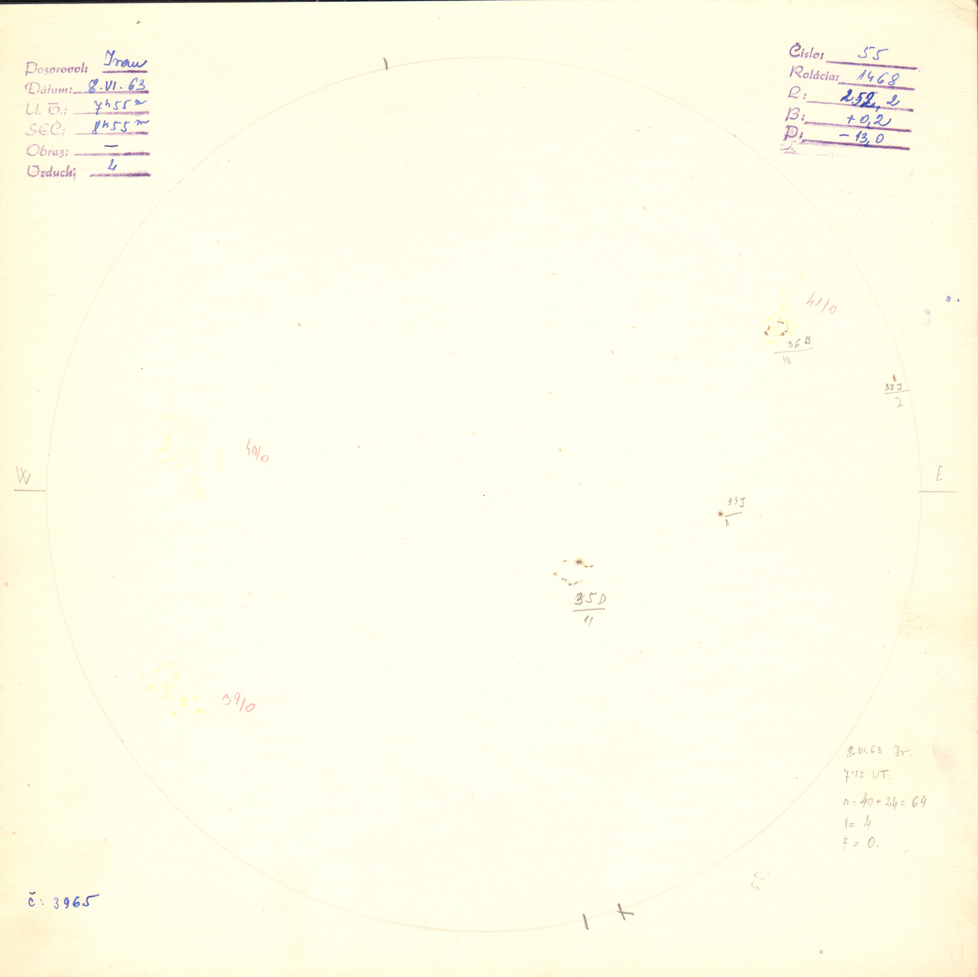 Obrázok zákresu Slnka na deň 08.06.1963