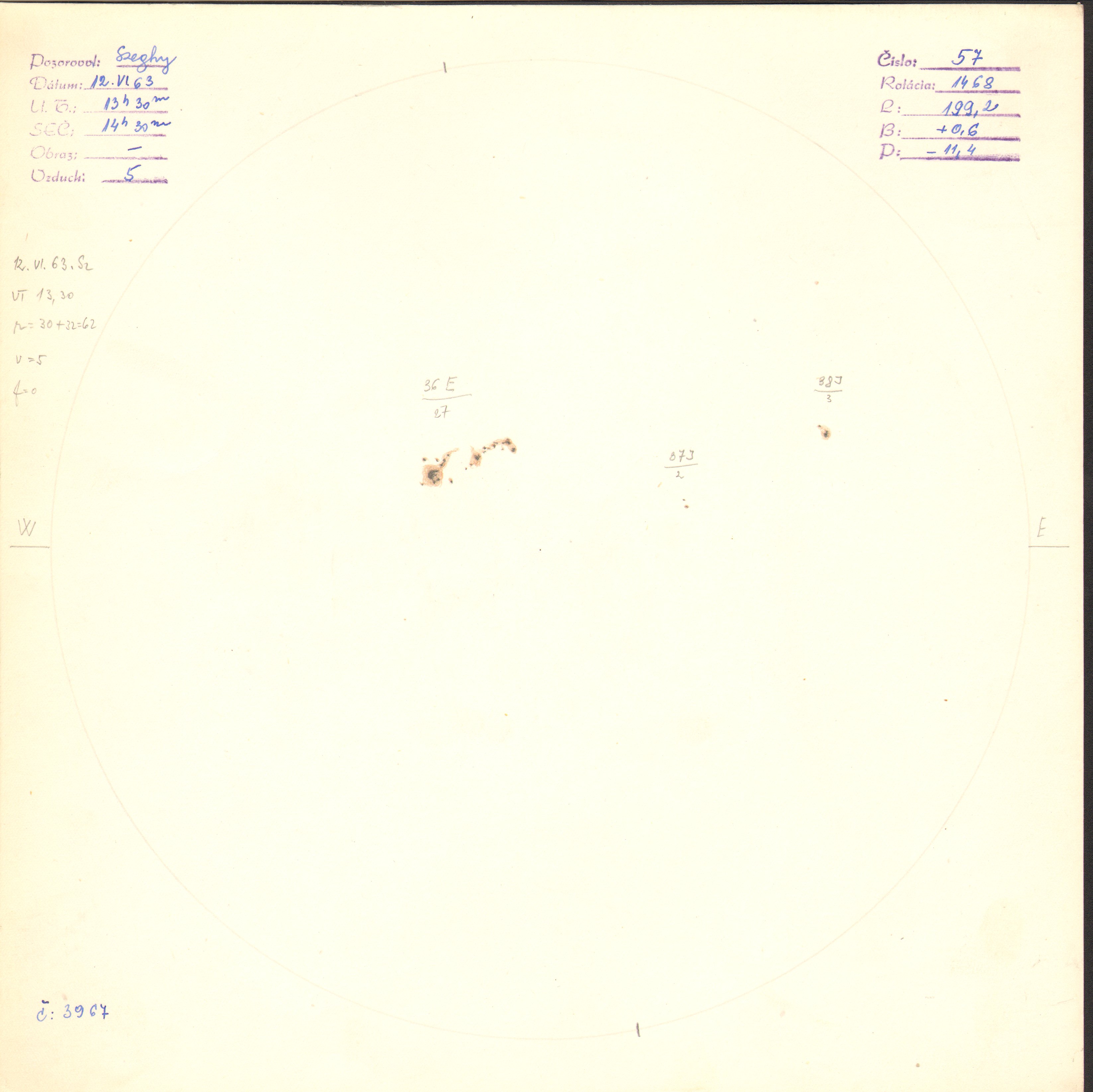 Obrázok zákresu Slnka na deň 12.06.1963