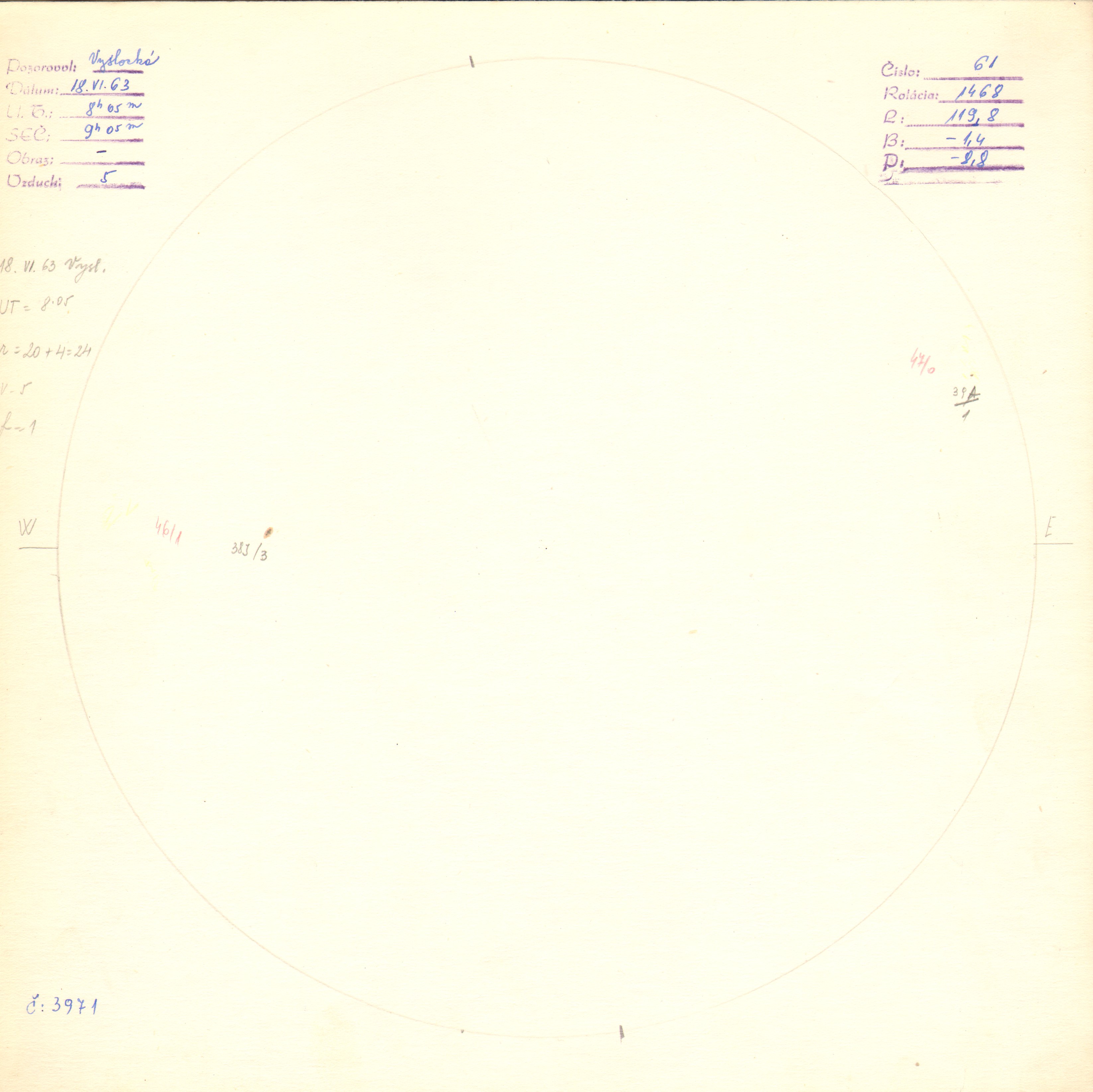 Obrázok zákresu Slnka na deň 18.06.1963