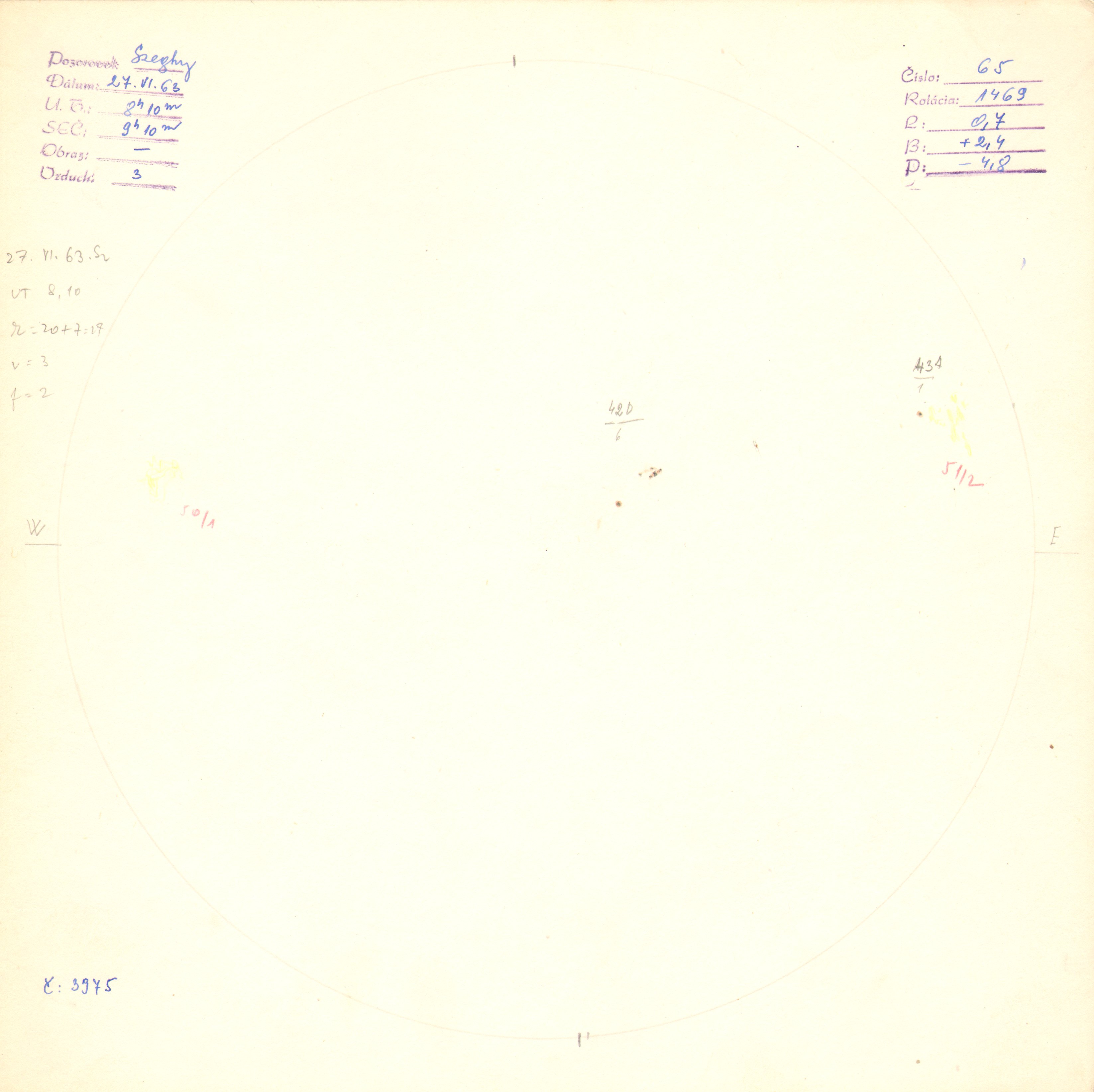 Obrázok zákresu Slnka na deň 27.06.1963