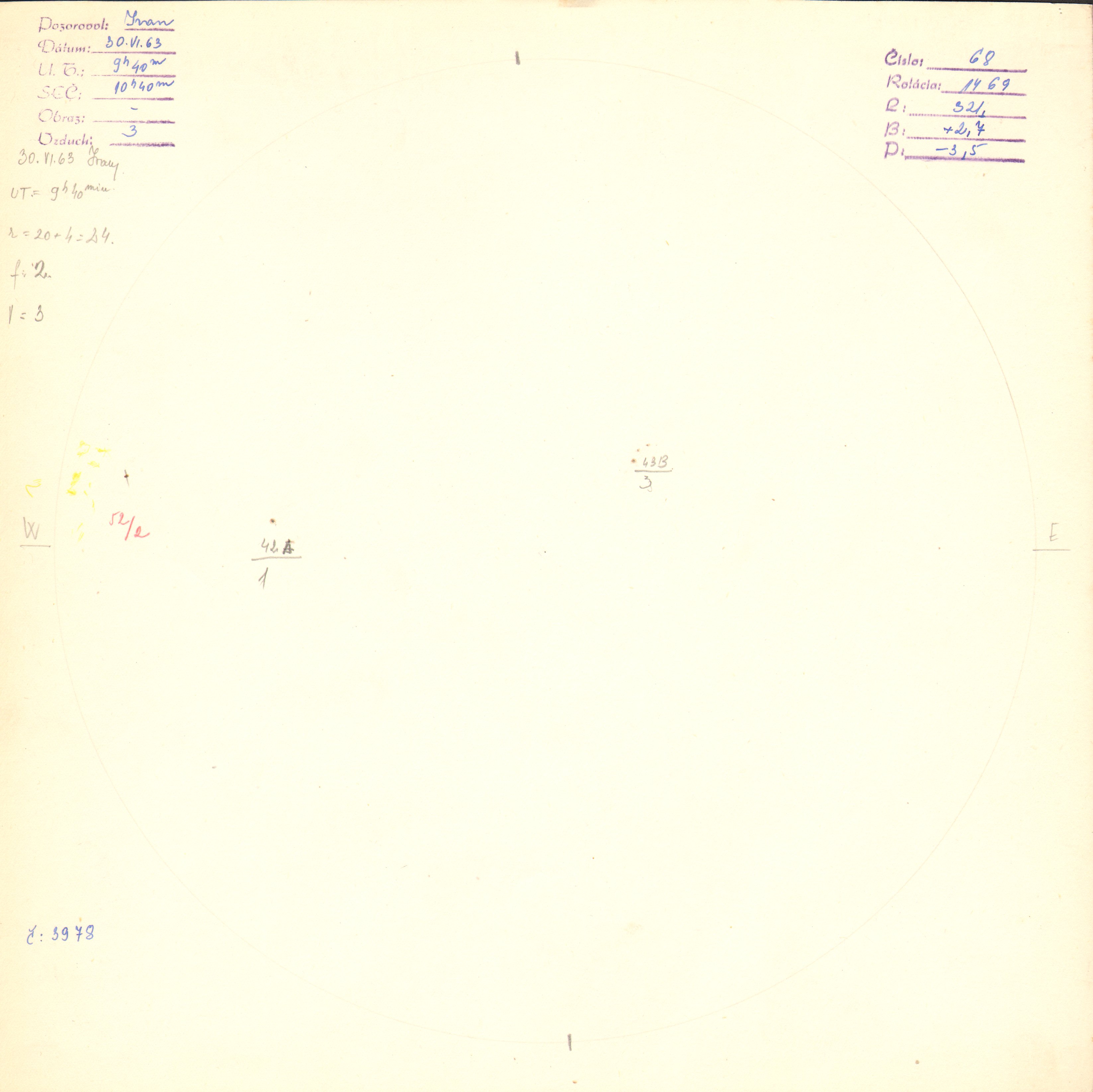 Obrázok zákresu Slnka na deň 30.06.1963