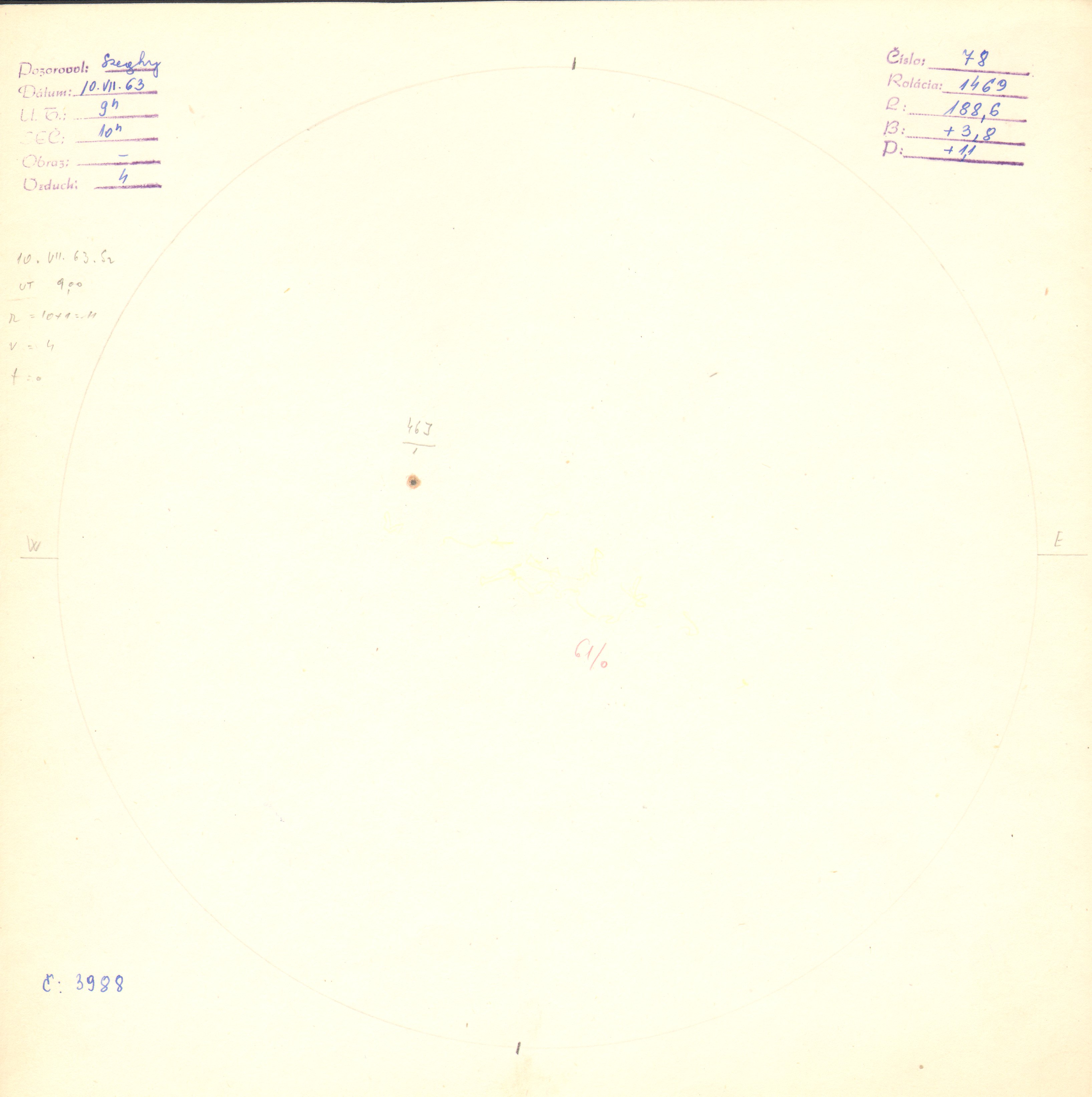 Obrázok zákresu Slnka na deň 10.07.1963