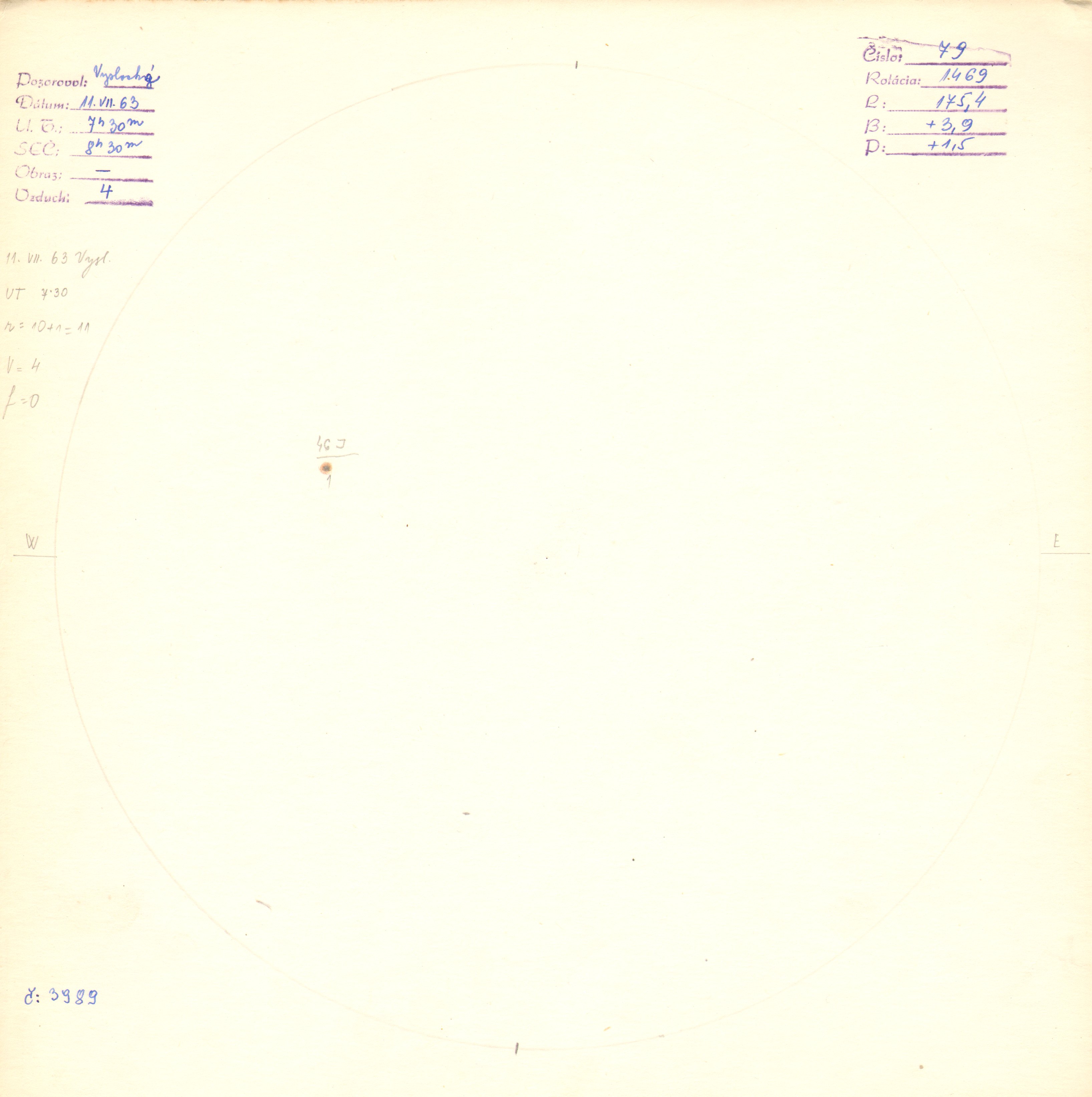 Obrázok zákresu Slnka na deň 11.07.1963