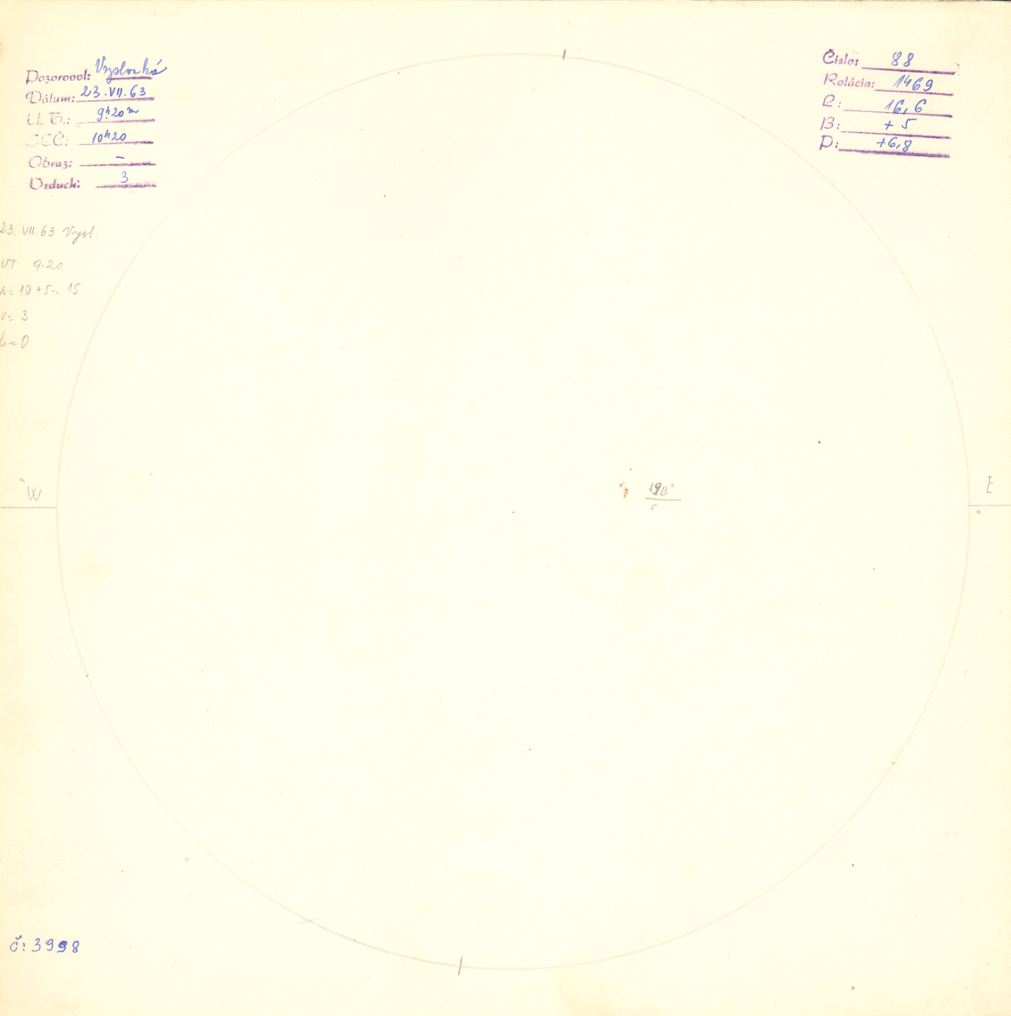 Obrázok zákresu Slnka na deň 23.07.1963