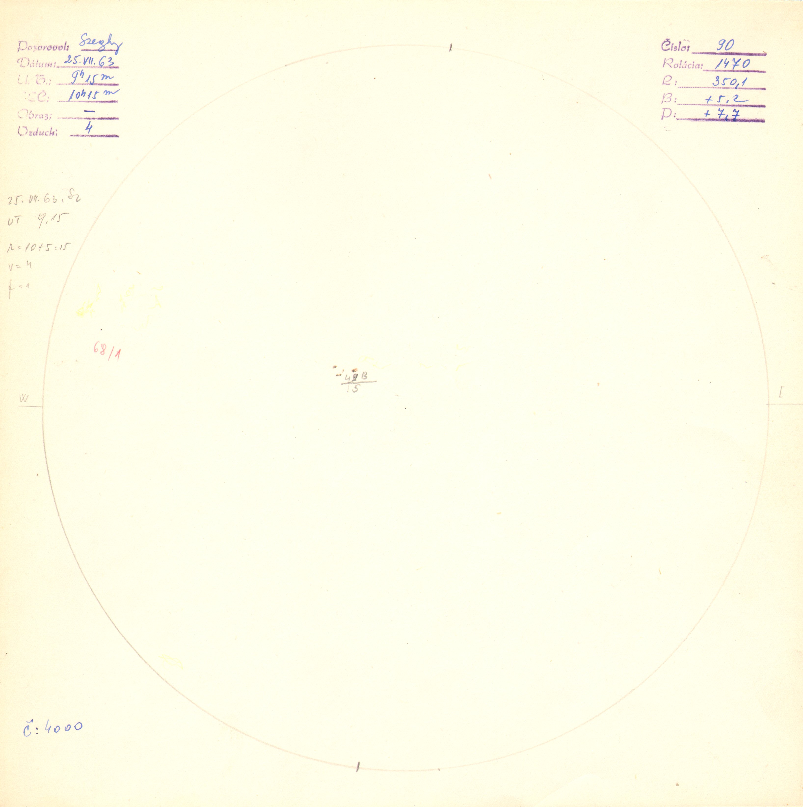 Obrázok zákresu Slnka na deň 25.07.1963