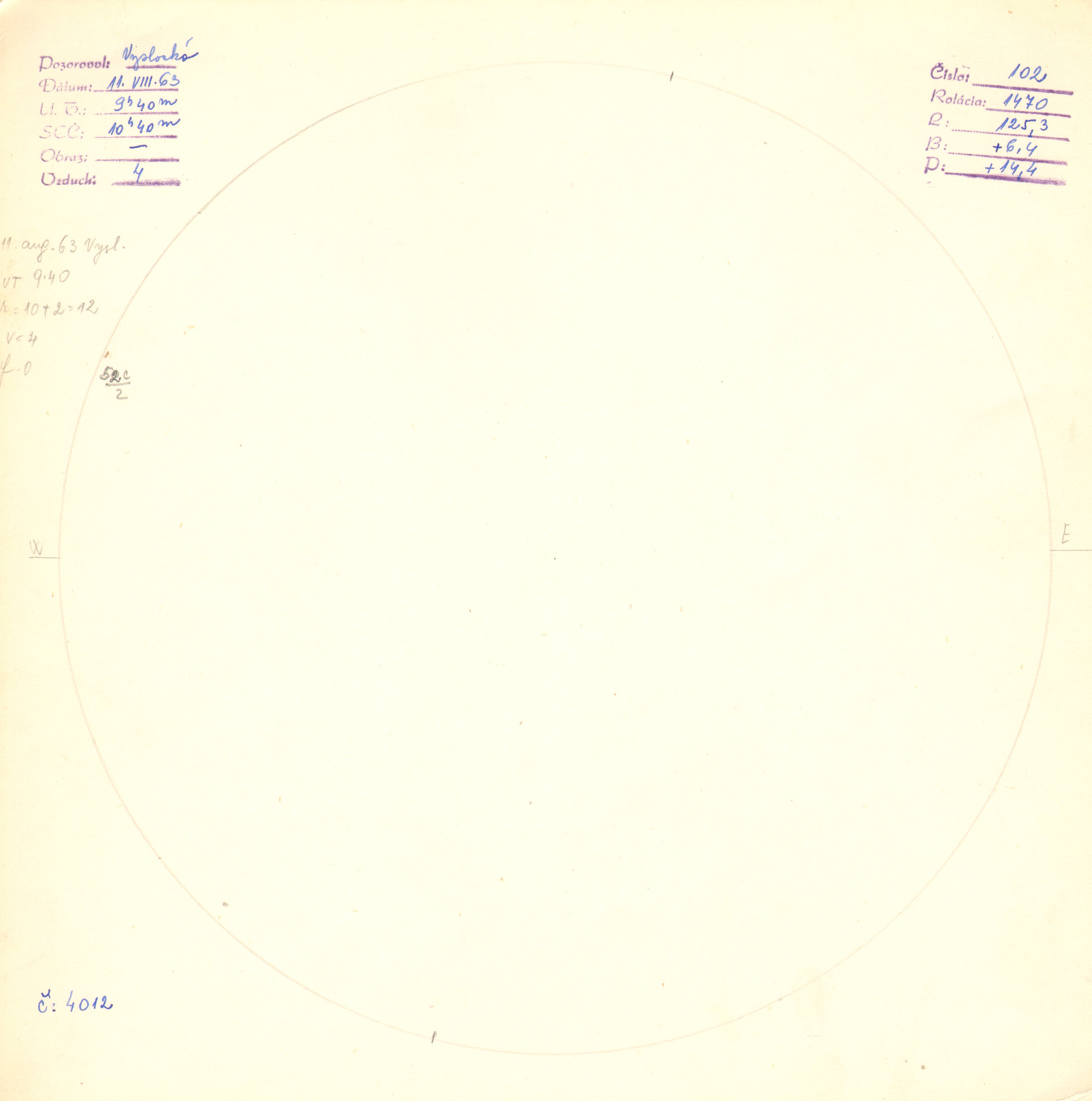 Obrázok zákresu Slnka na deň 11.08.1963
