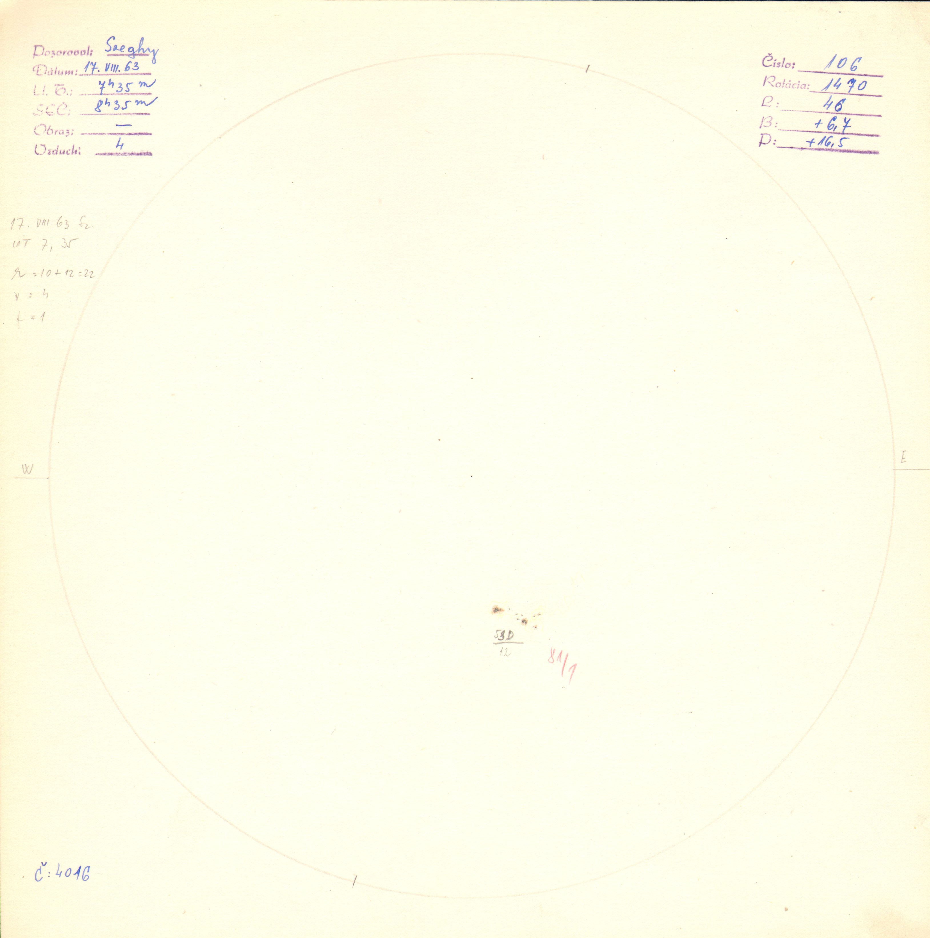 Obrázok zákresu Slnka na deň 17.08.1963