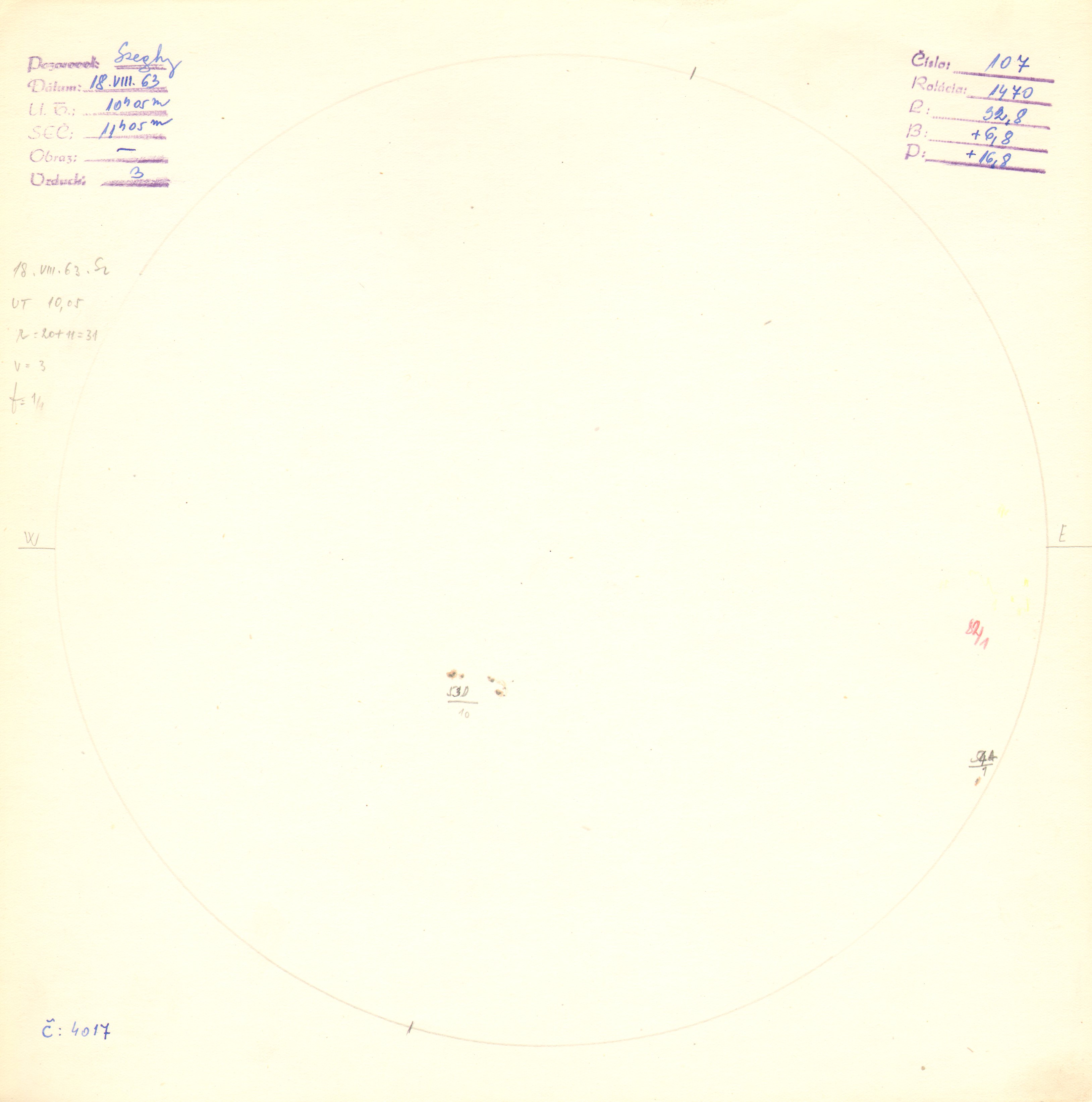 Obrázok zákresu Slnka na deň 18.08.1963