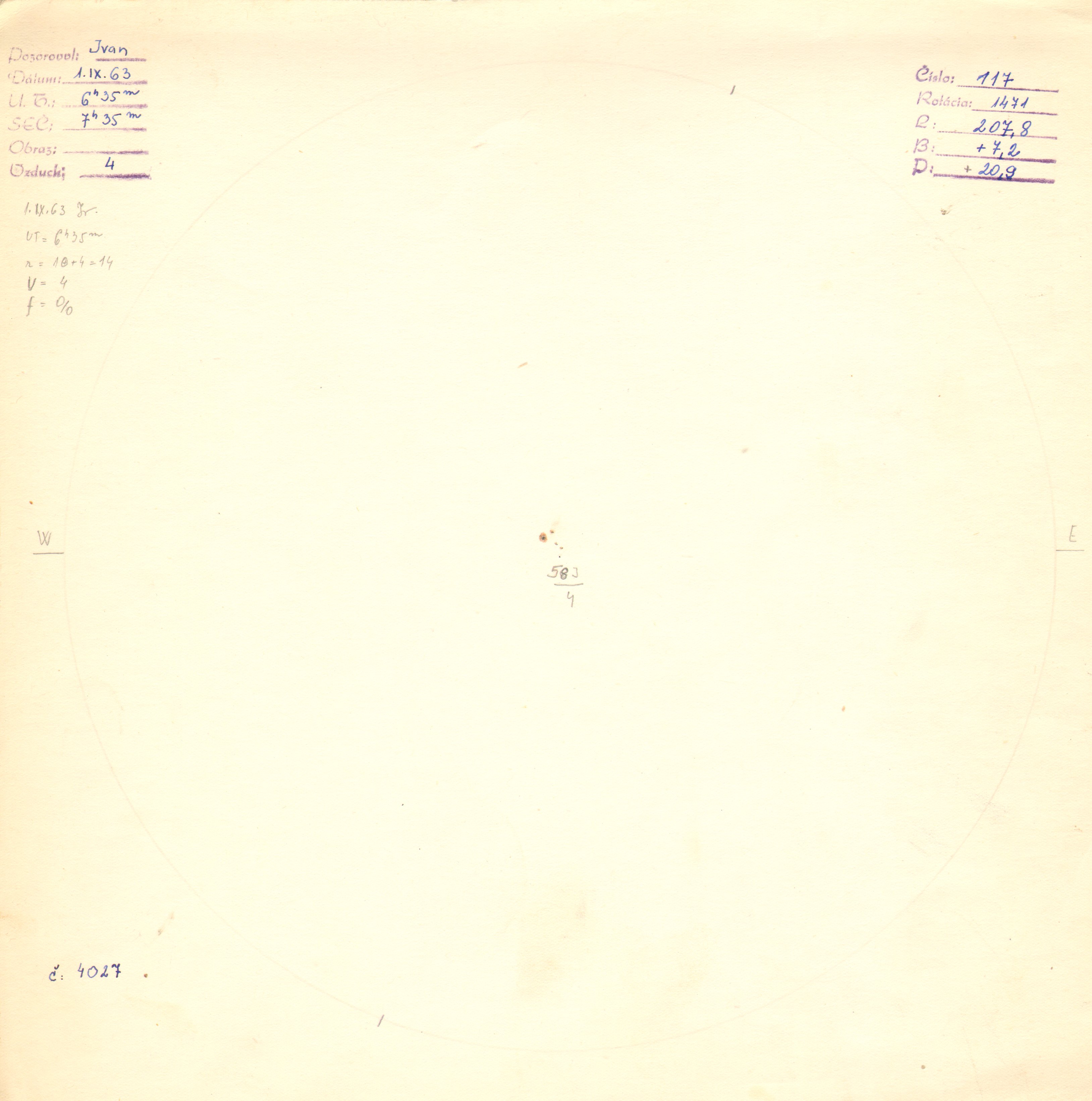 Obrázok zákresu Slnka na deň 01.09.1963