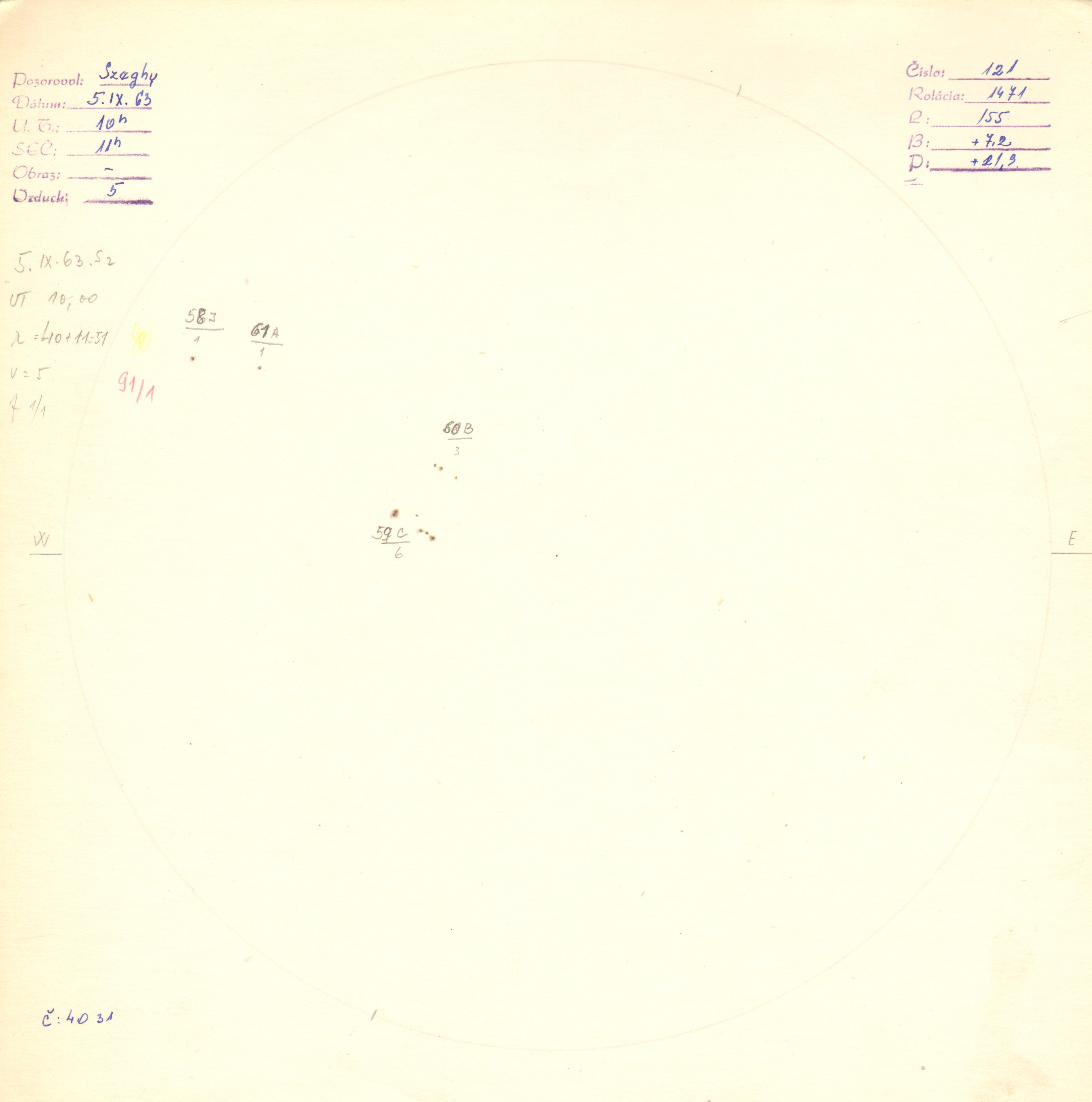 Obrázok zákresu Slnka na deň 05.09.1963
