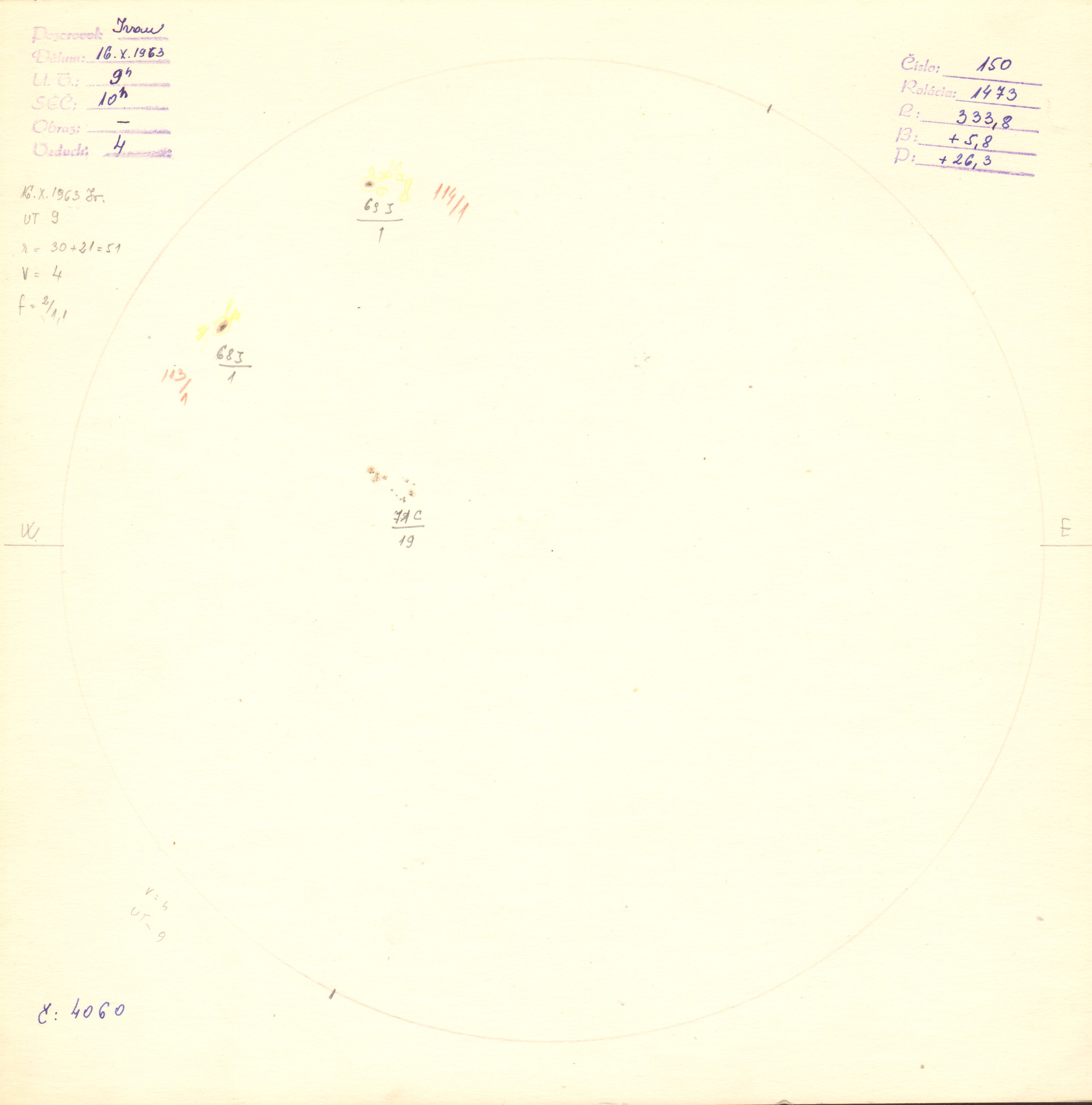 Obrázok zákresu Slnka na deň 16.10.1963