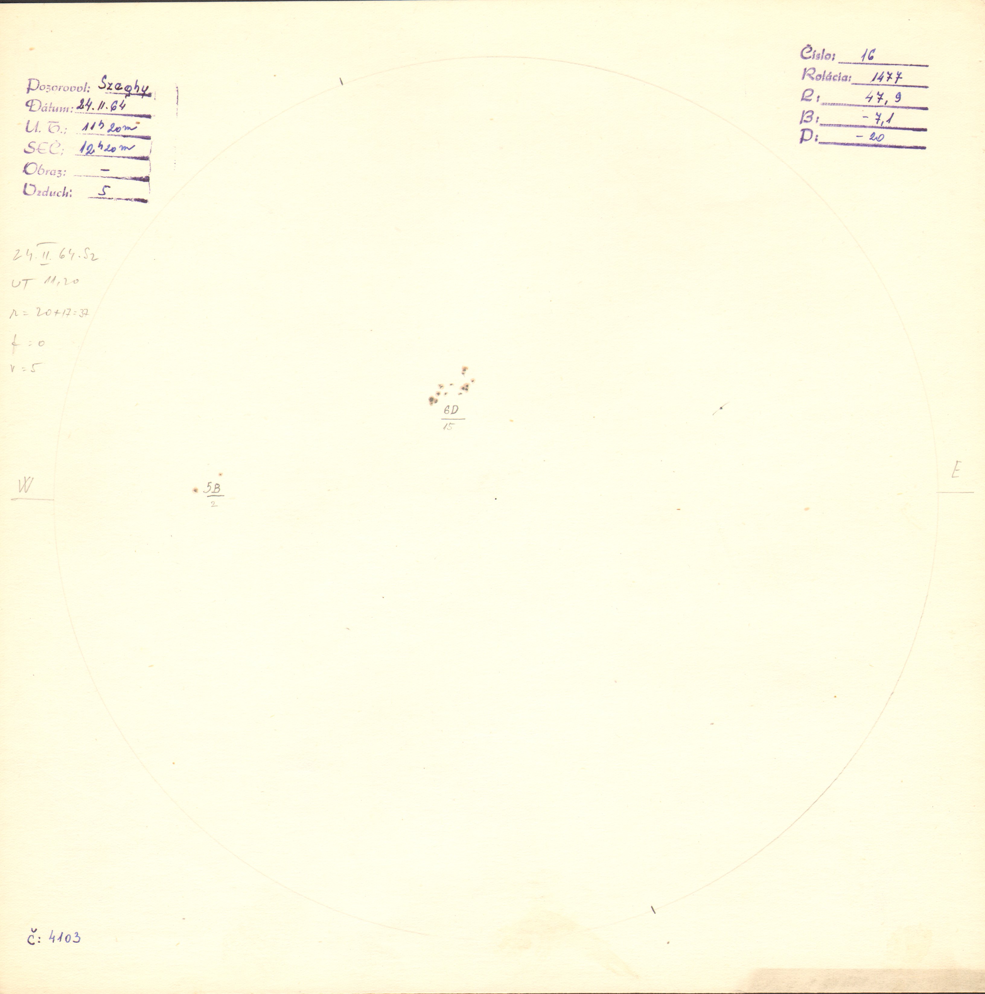 Obrázok zákresu Slnka na deň 24.02.1964