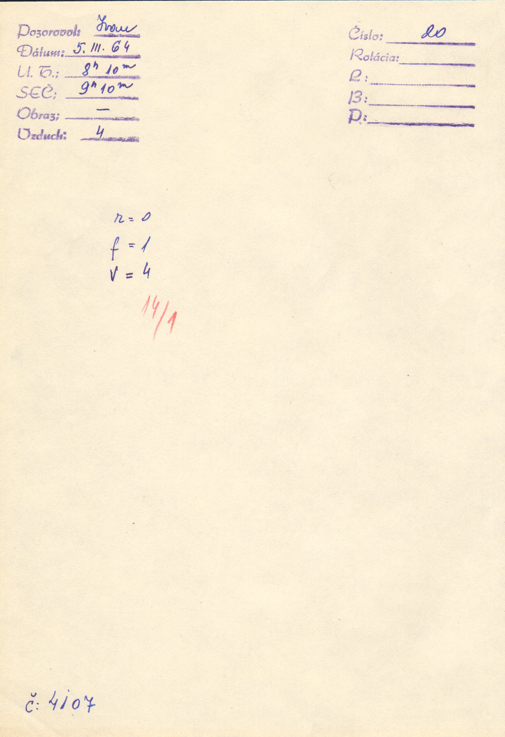 Obrázok zákresu Slnka na deň 05.03.1964