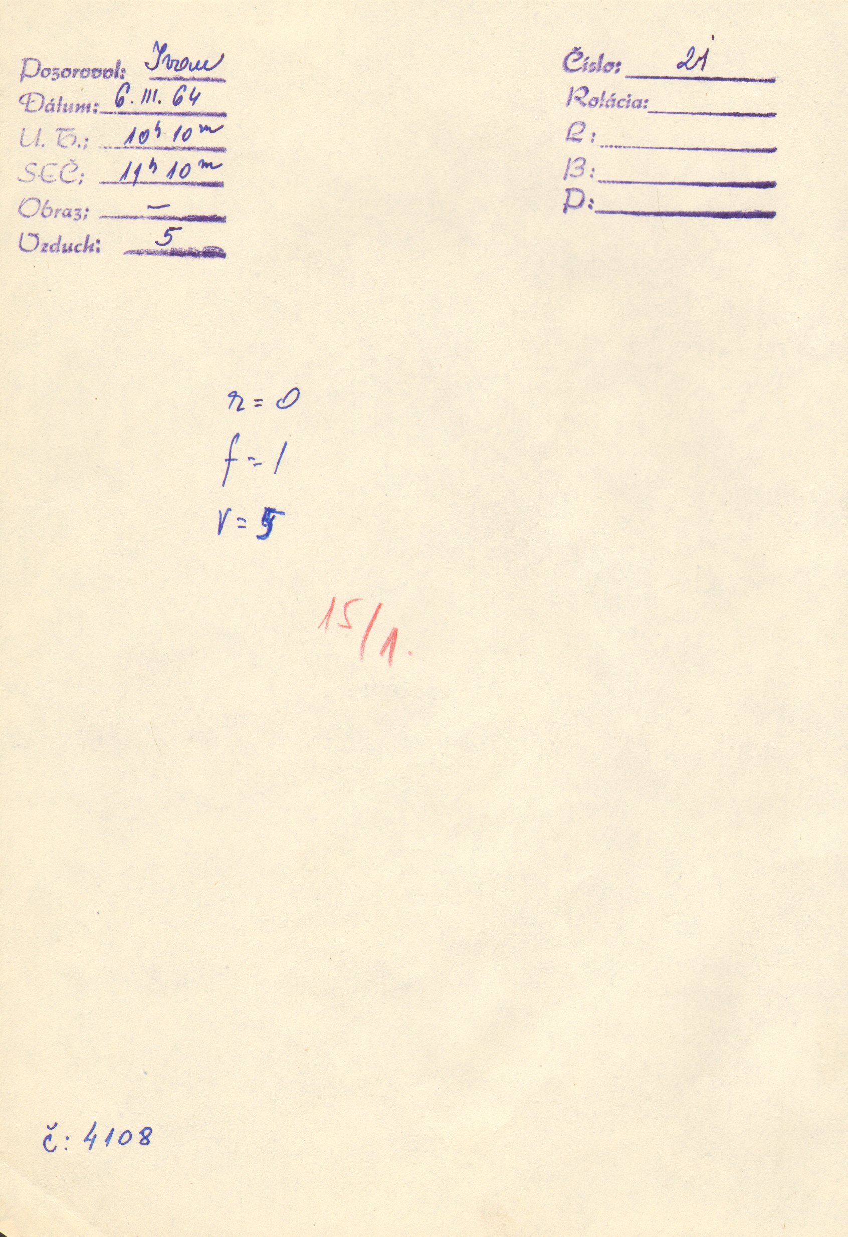 Obrázok zákresu Slnka na deň 06.03.1964