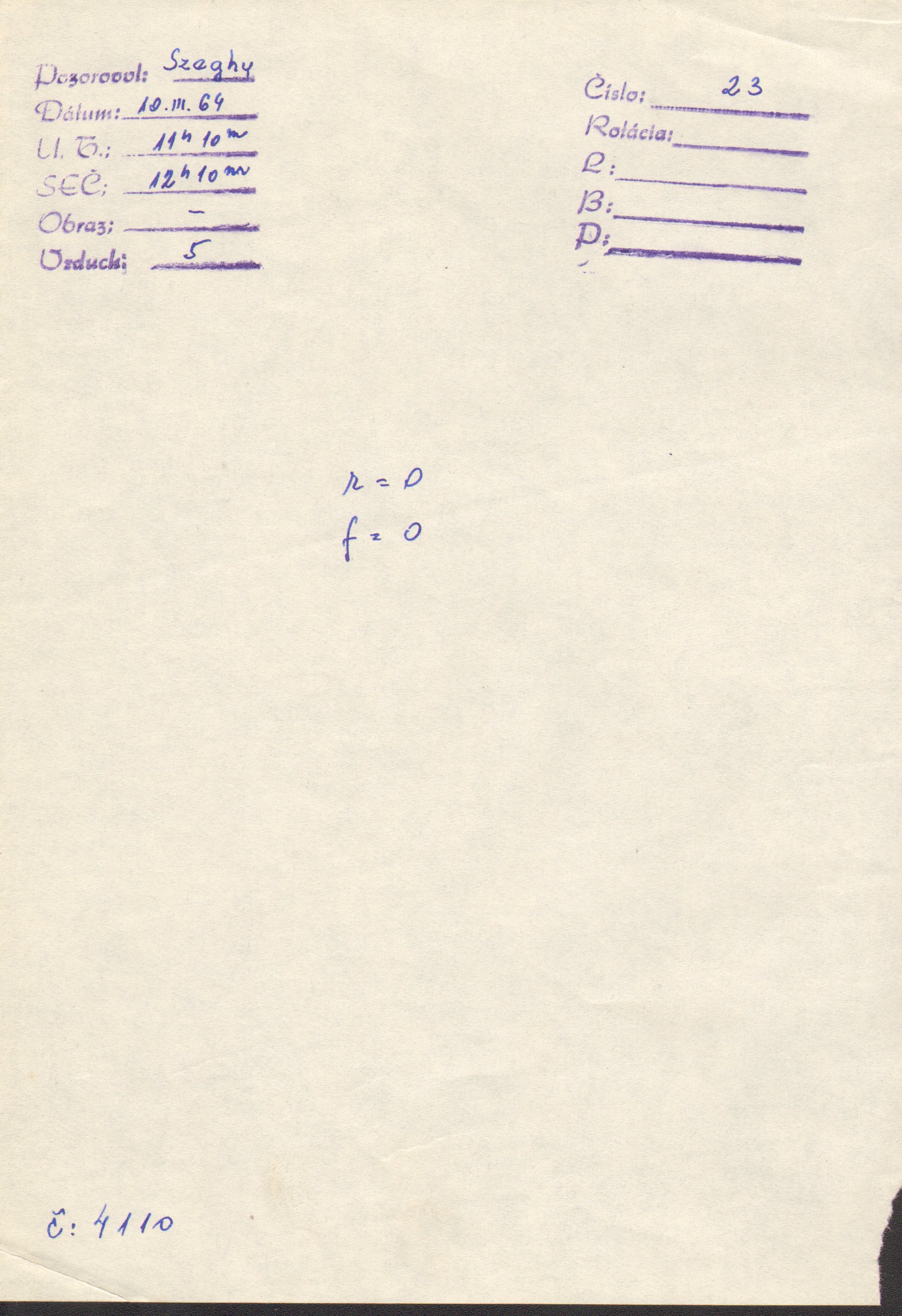 Obrázok zákresu Slnka na deň 10.03.1964