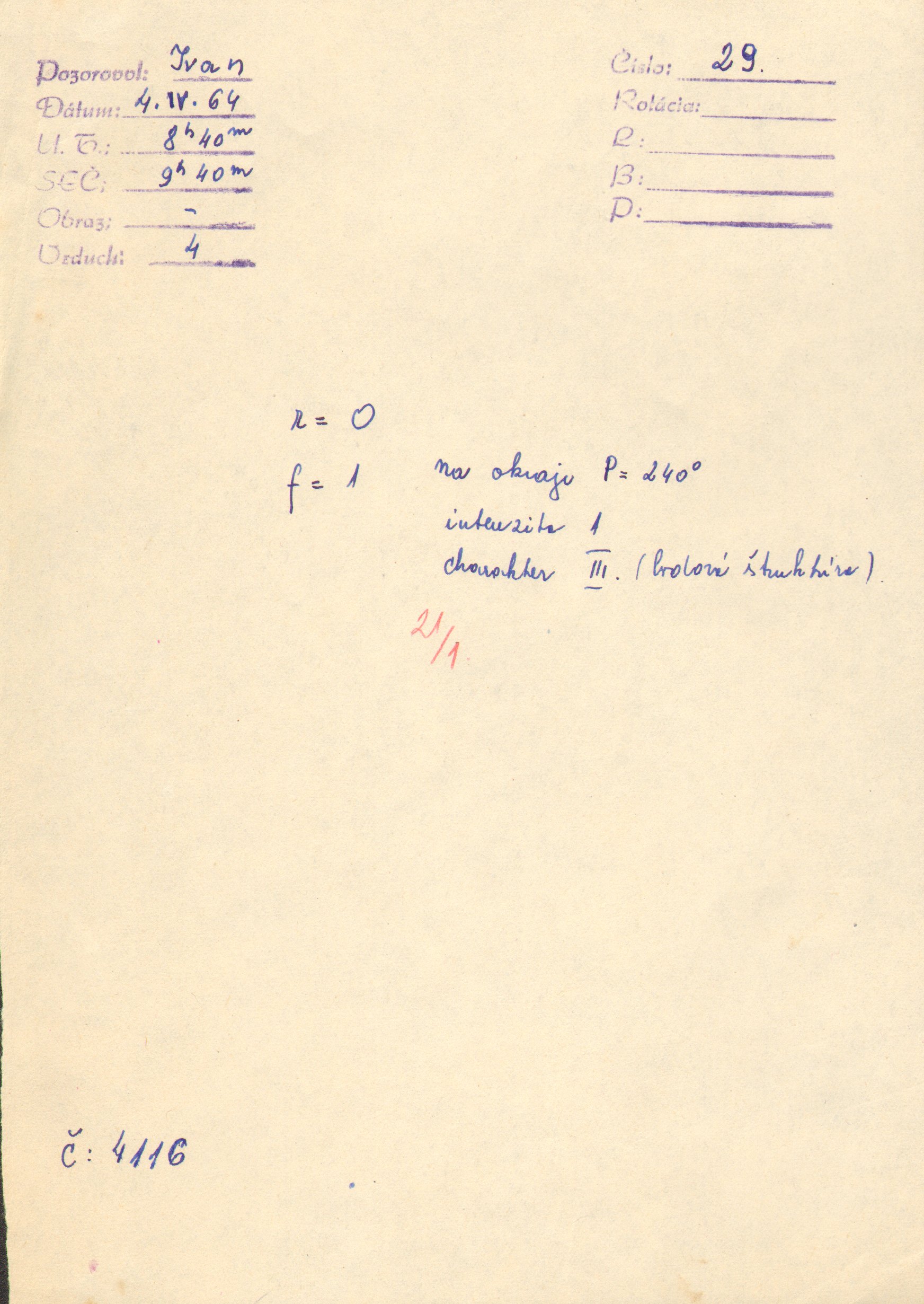 Obrázok zákresu Slnka na deň 04.04.1964