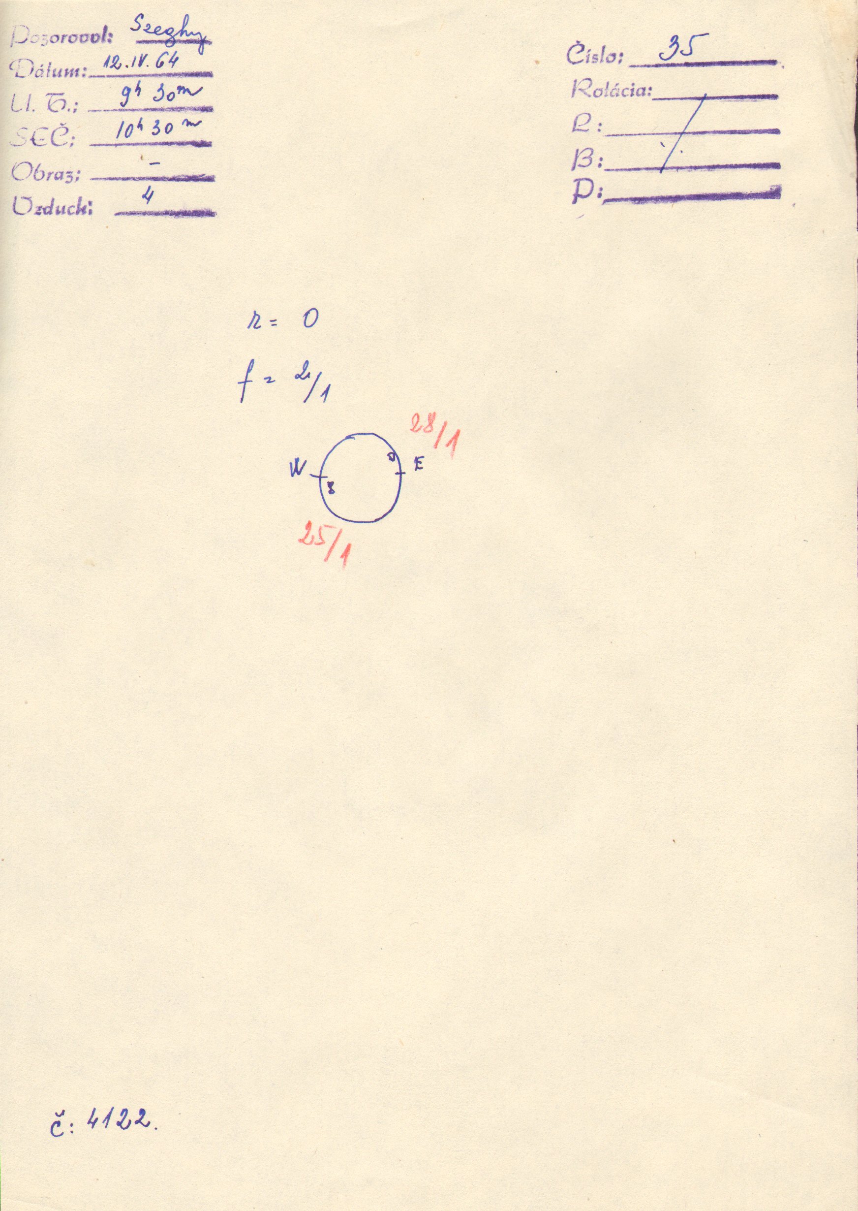 Obrázok zákresu Slnka na deň 12.04.1964