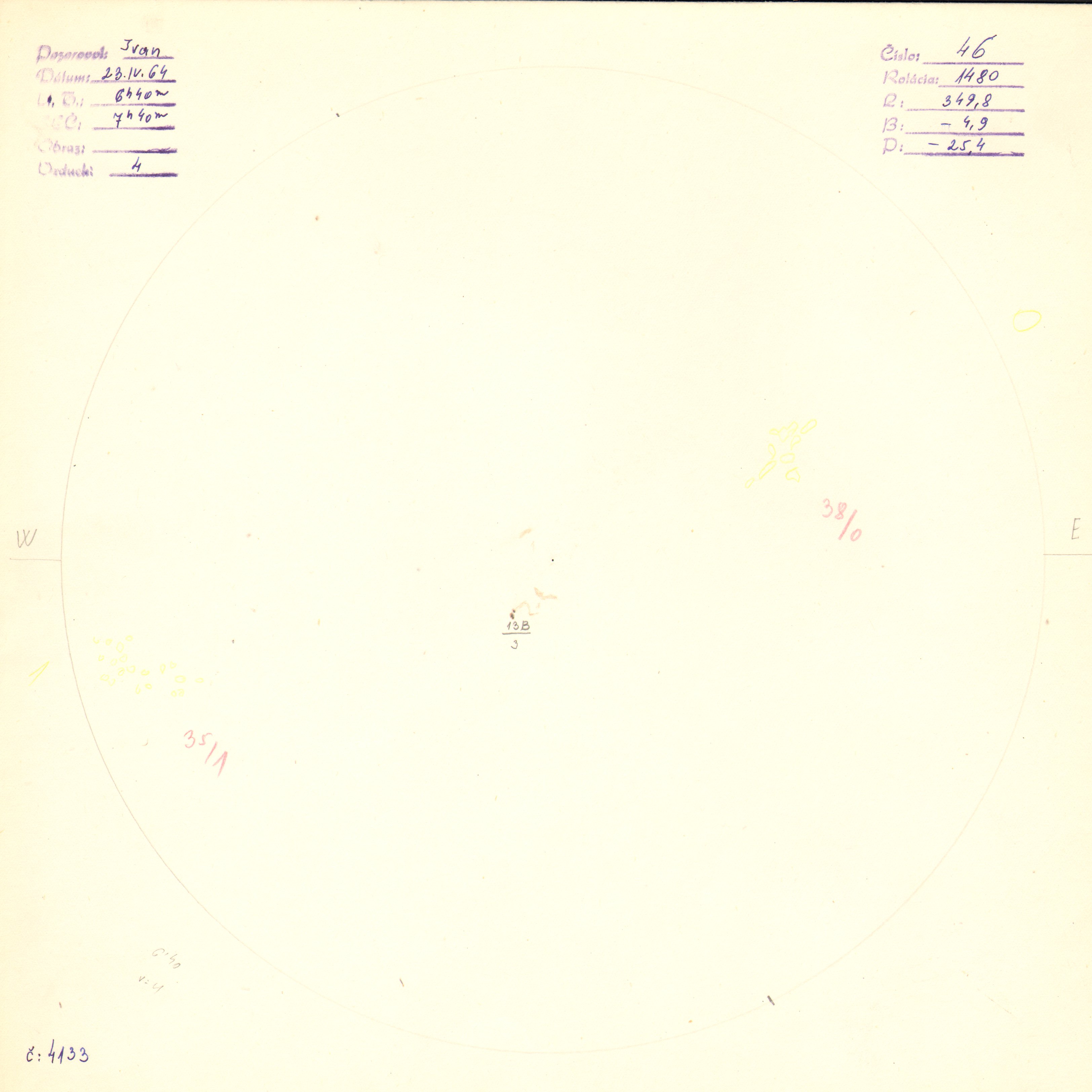Obrázok zákresu Slnka na deň 23.04.1964