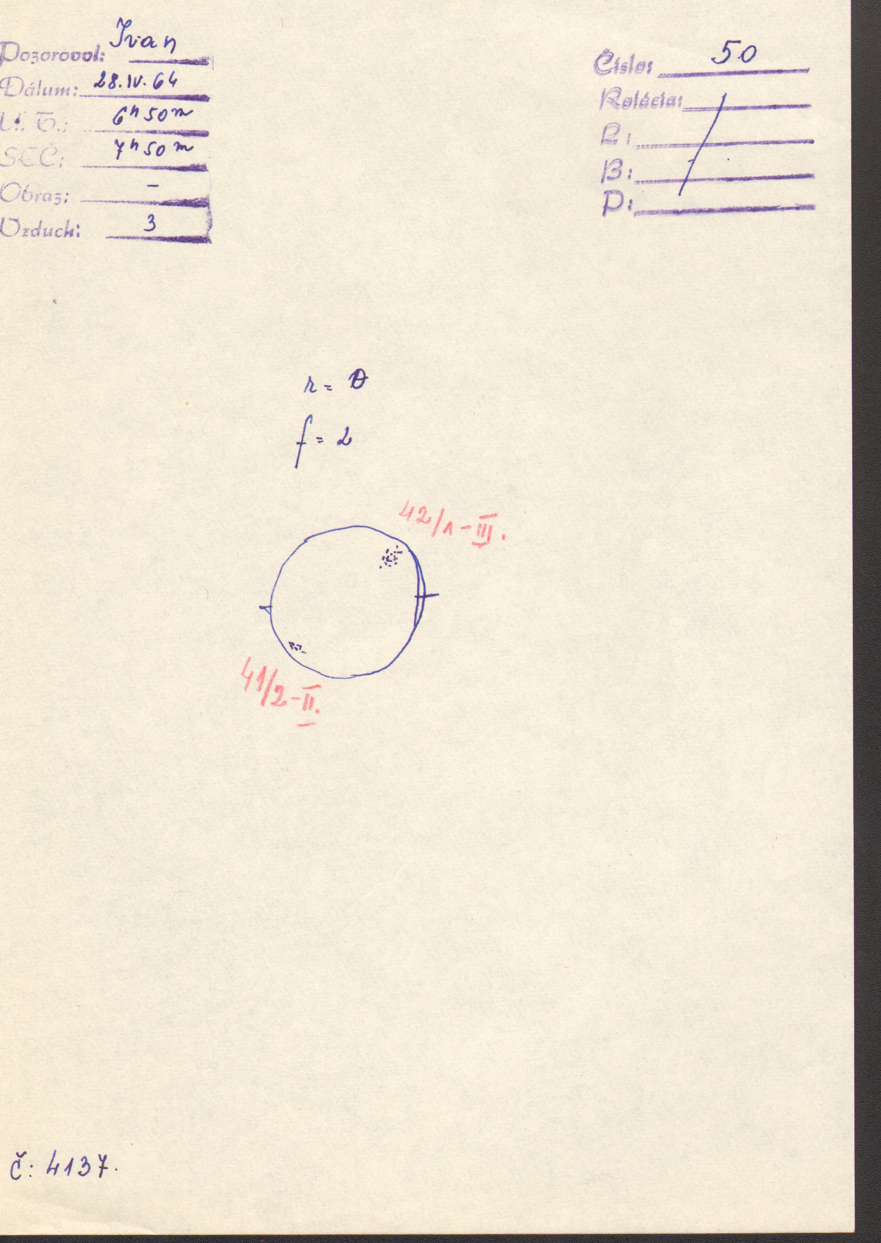 Obrázok zákresu Slnka na deň 28.04.1964
