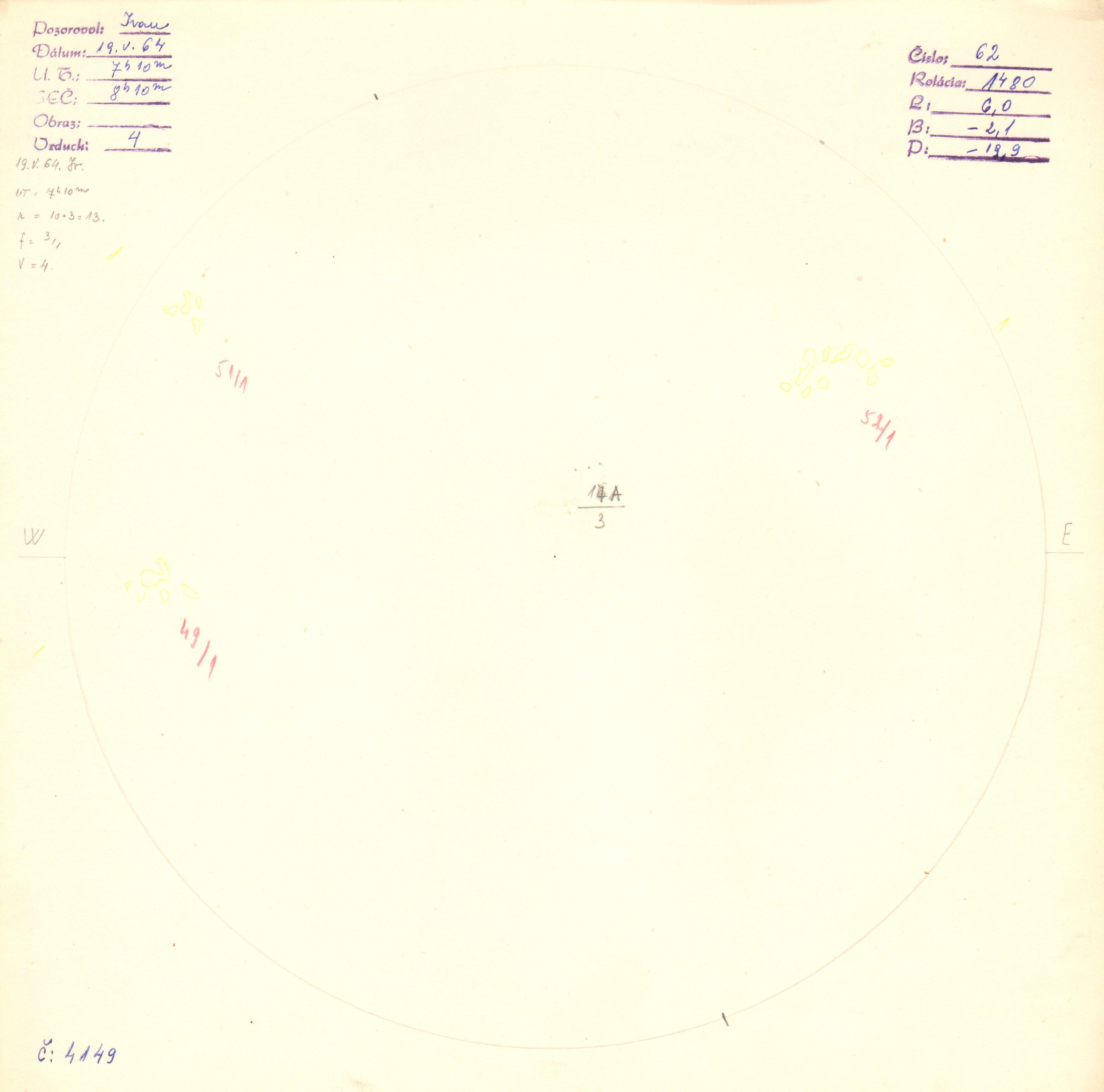 Obrázok zákresu Slnka na deň 19.05.1964