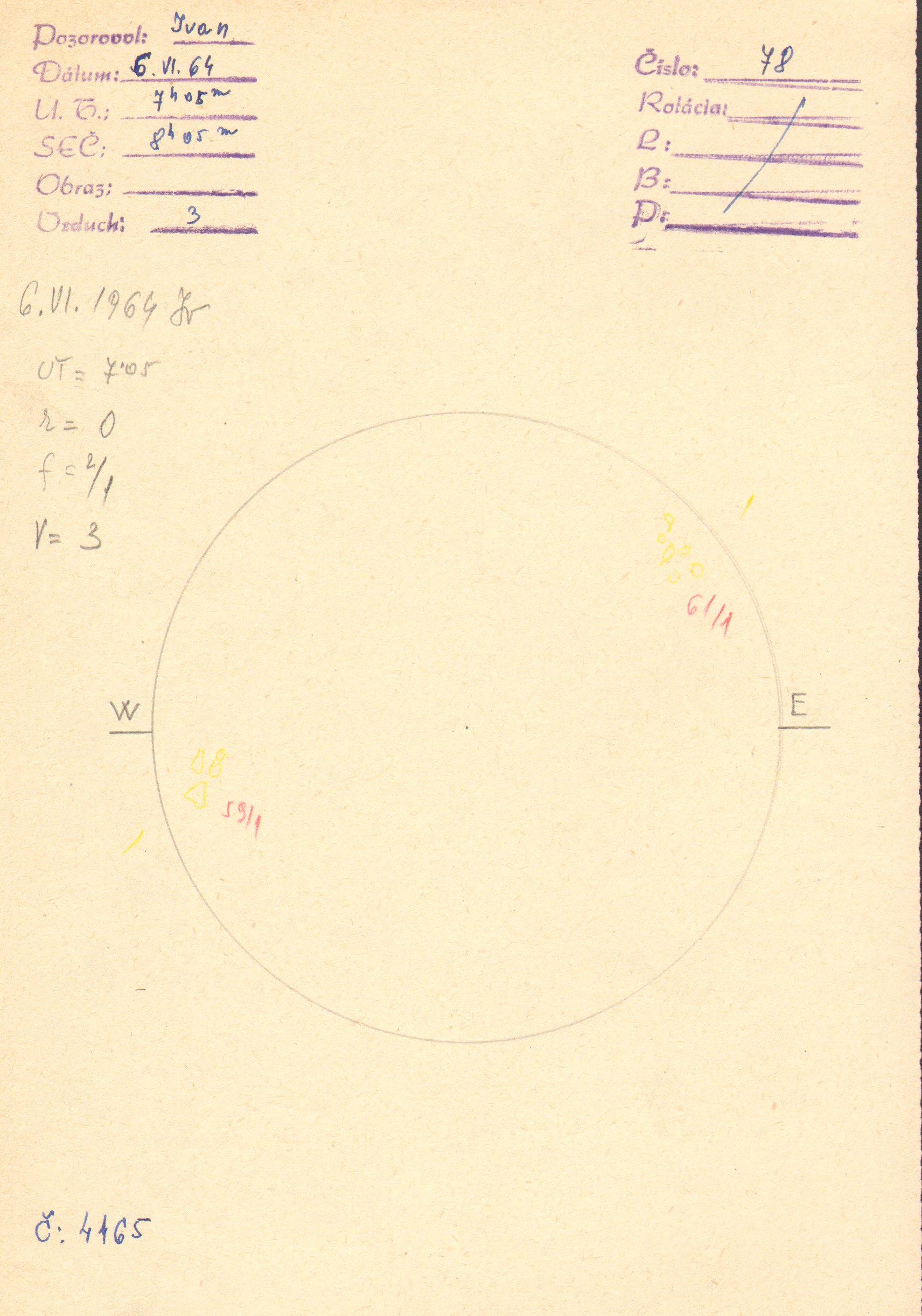 Obrázok zákresu Slnka na deň 06.06.1964