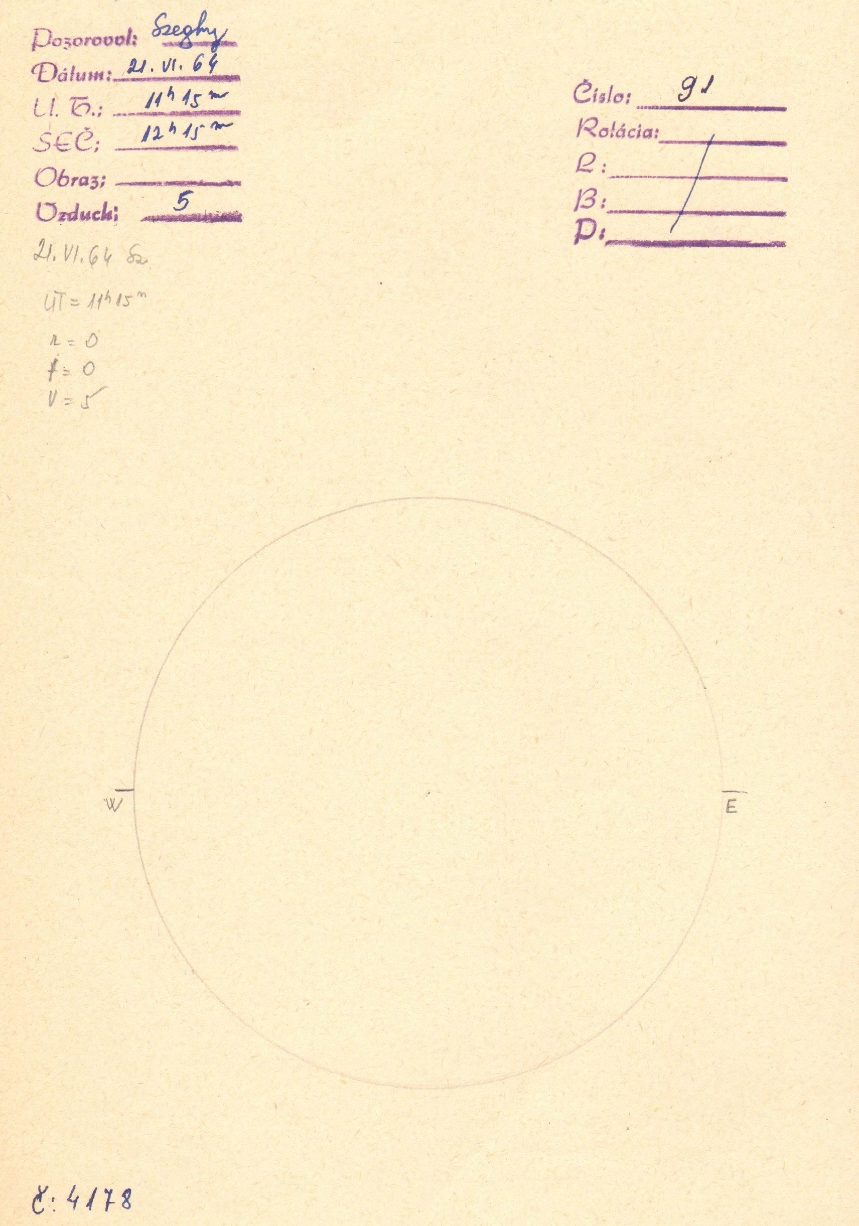 Obrázok zákresu Slnka na deň 21.06.1964