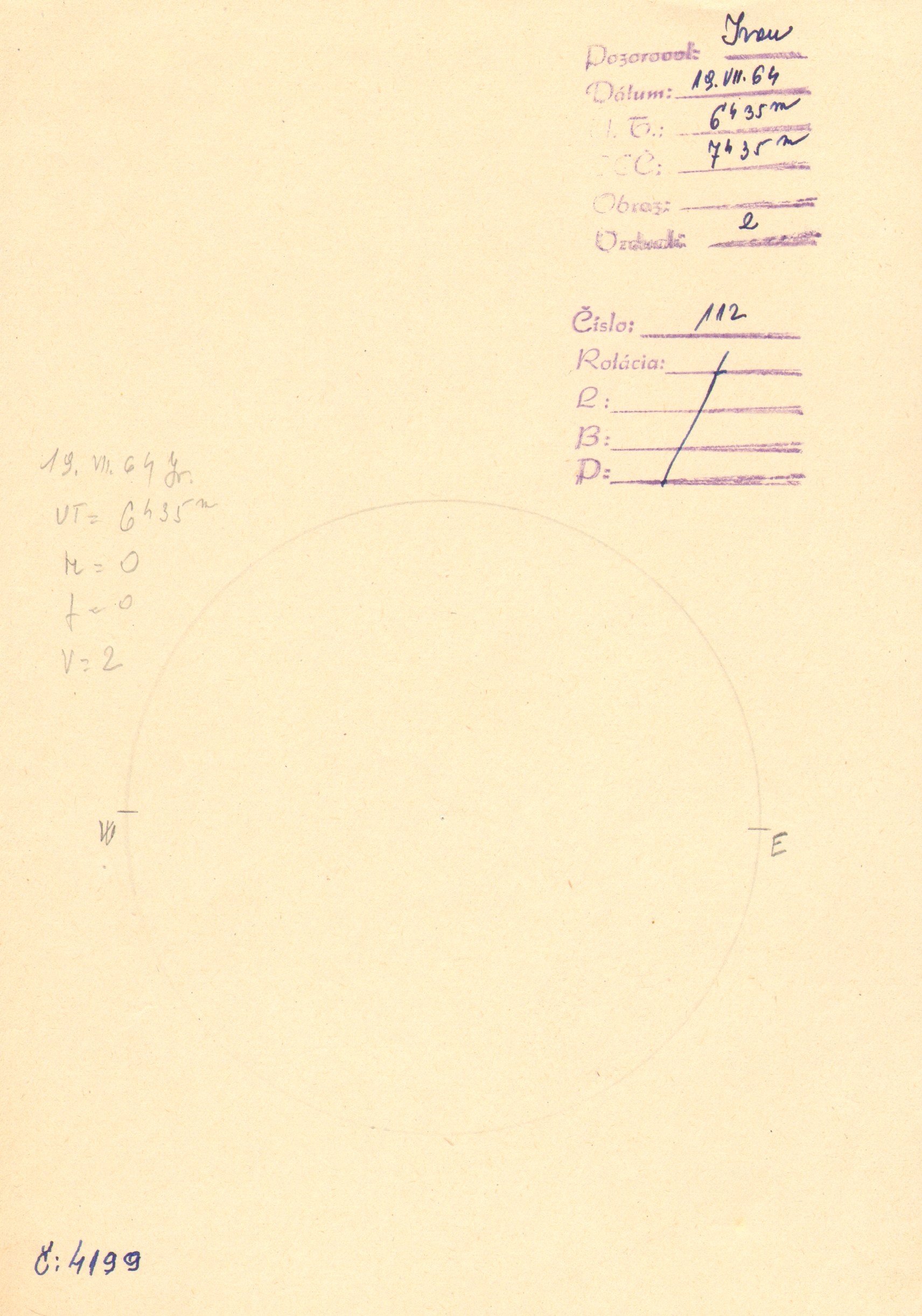 Obrázok zákresu Slnka na deň 19.07.1964