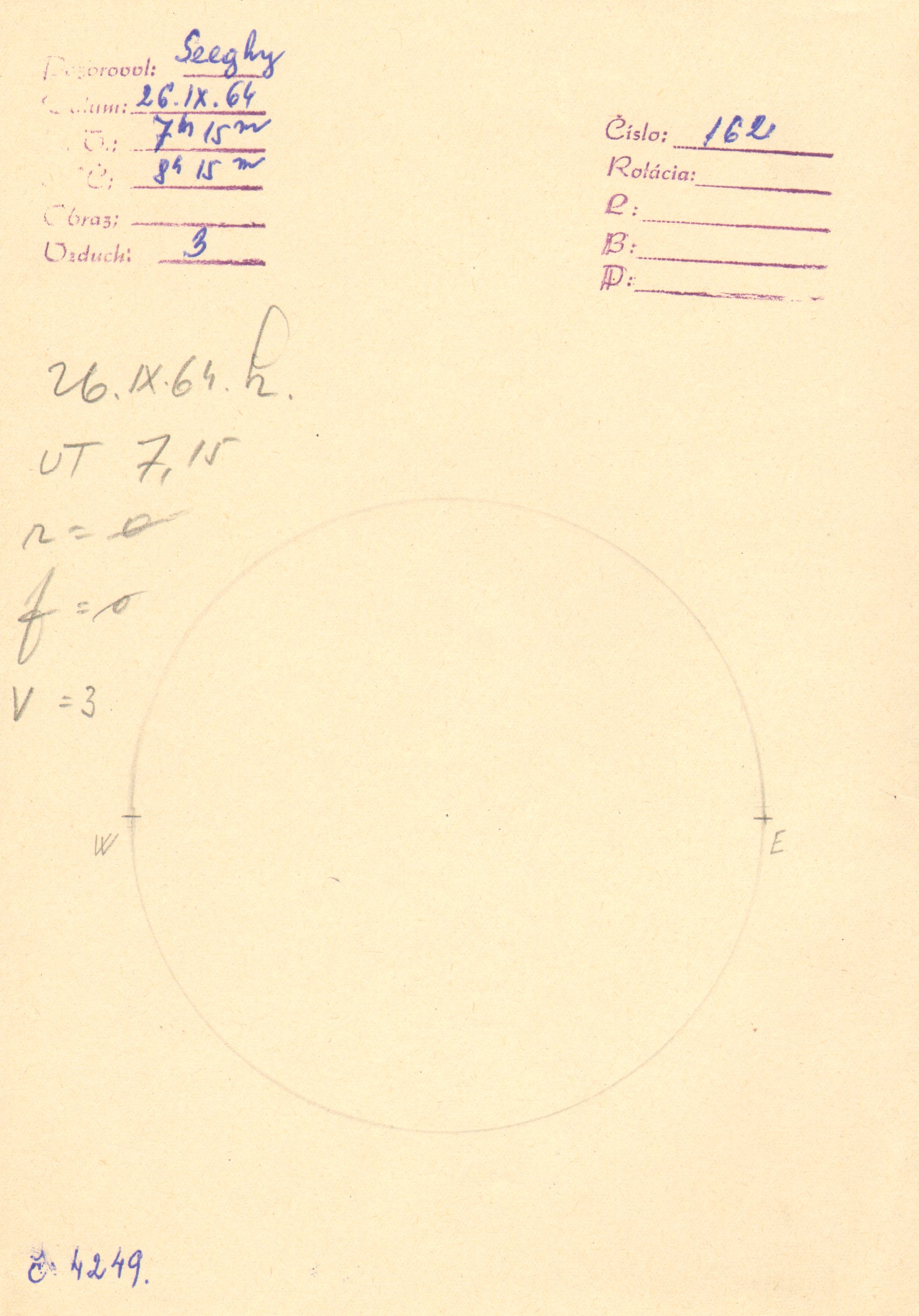 Obrázok zákresu Slnka na deň 26.09.1964