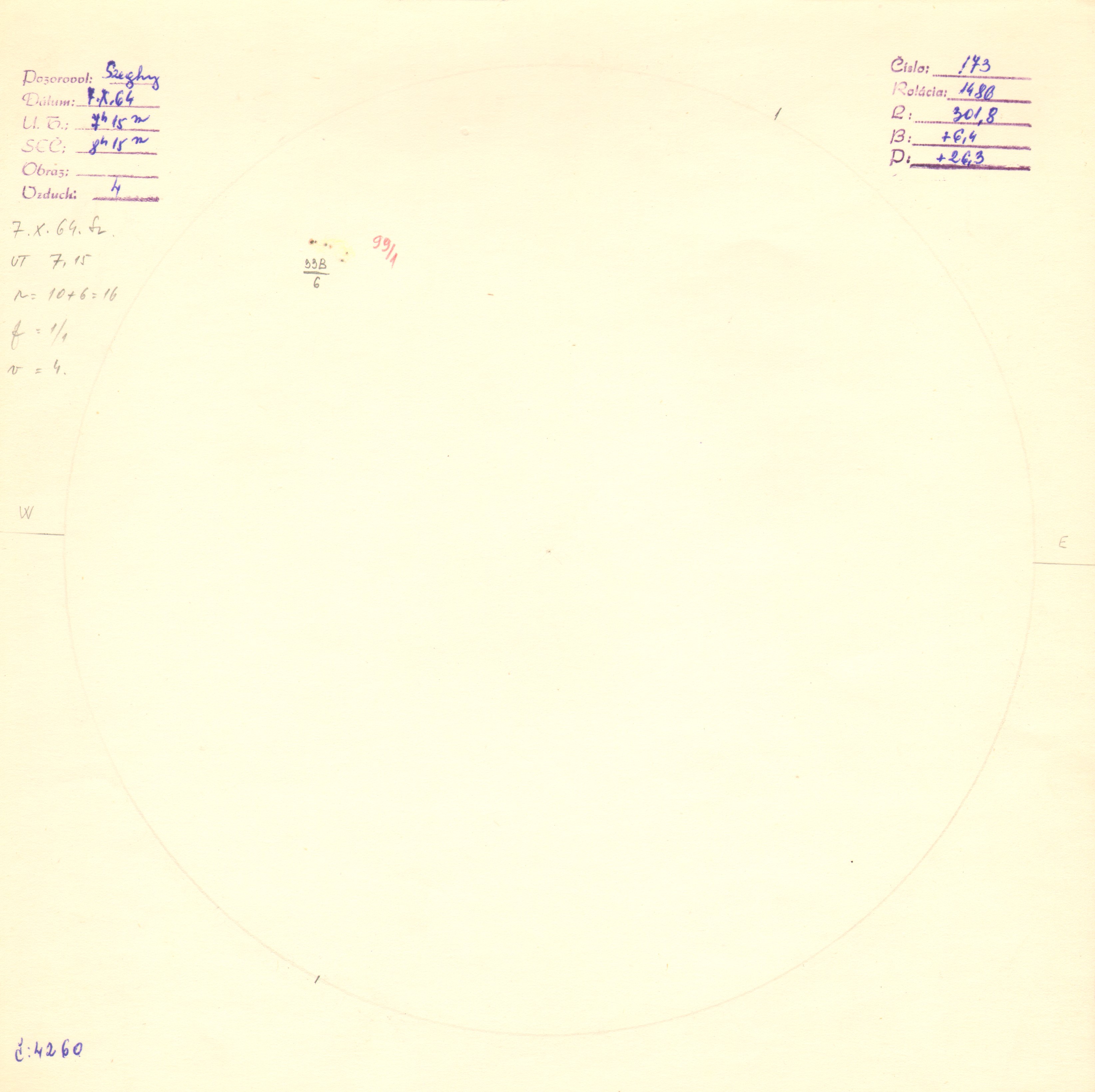 Obrázok zákresu Slnka na deň 07.10.1964
