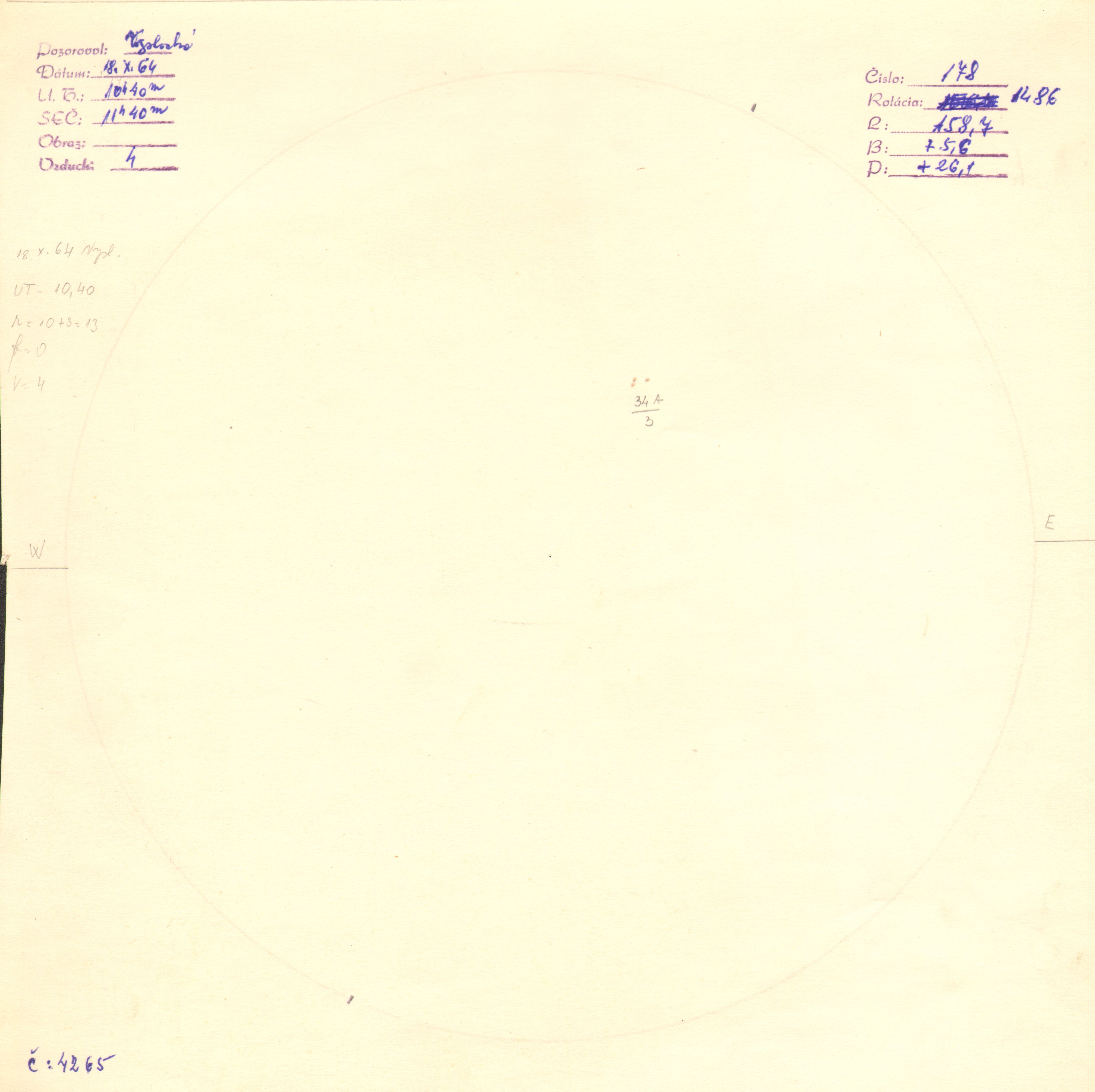 Obrázok zákresu Slnka na deň 18.10.1964