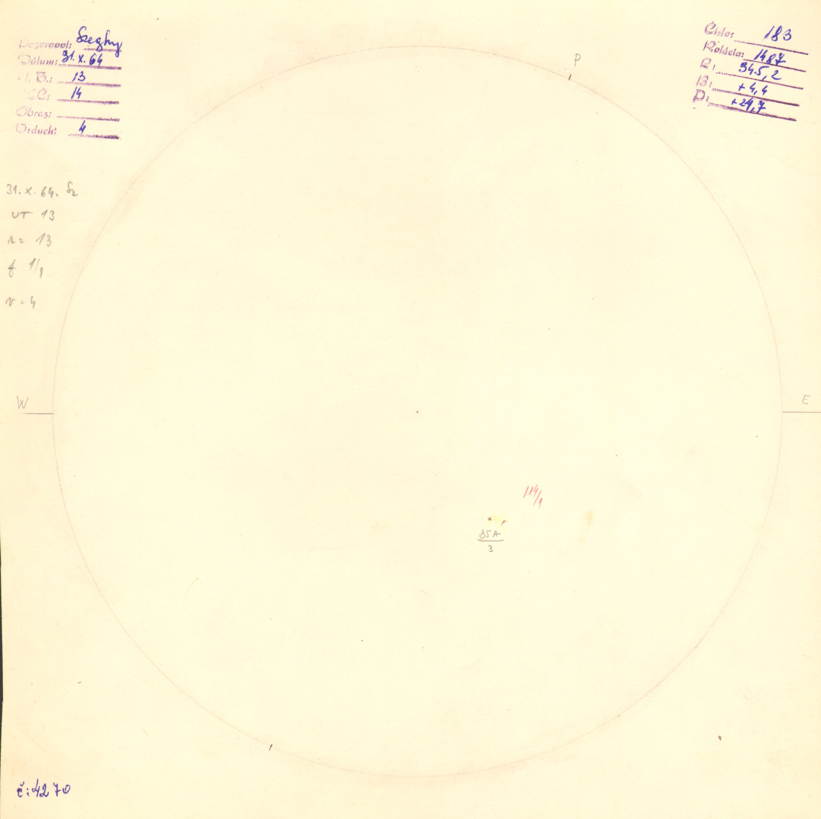 Obrázok zákresu Slnka na deň 31.10.1964