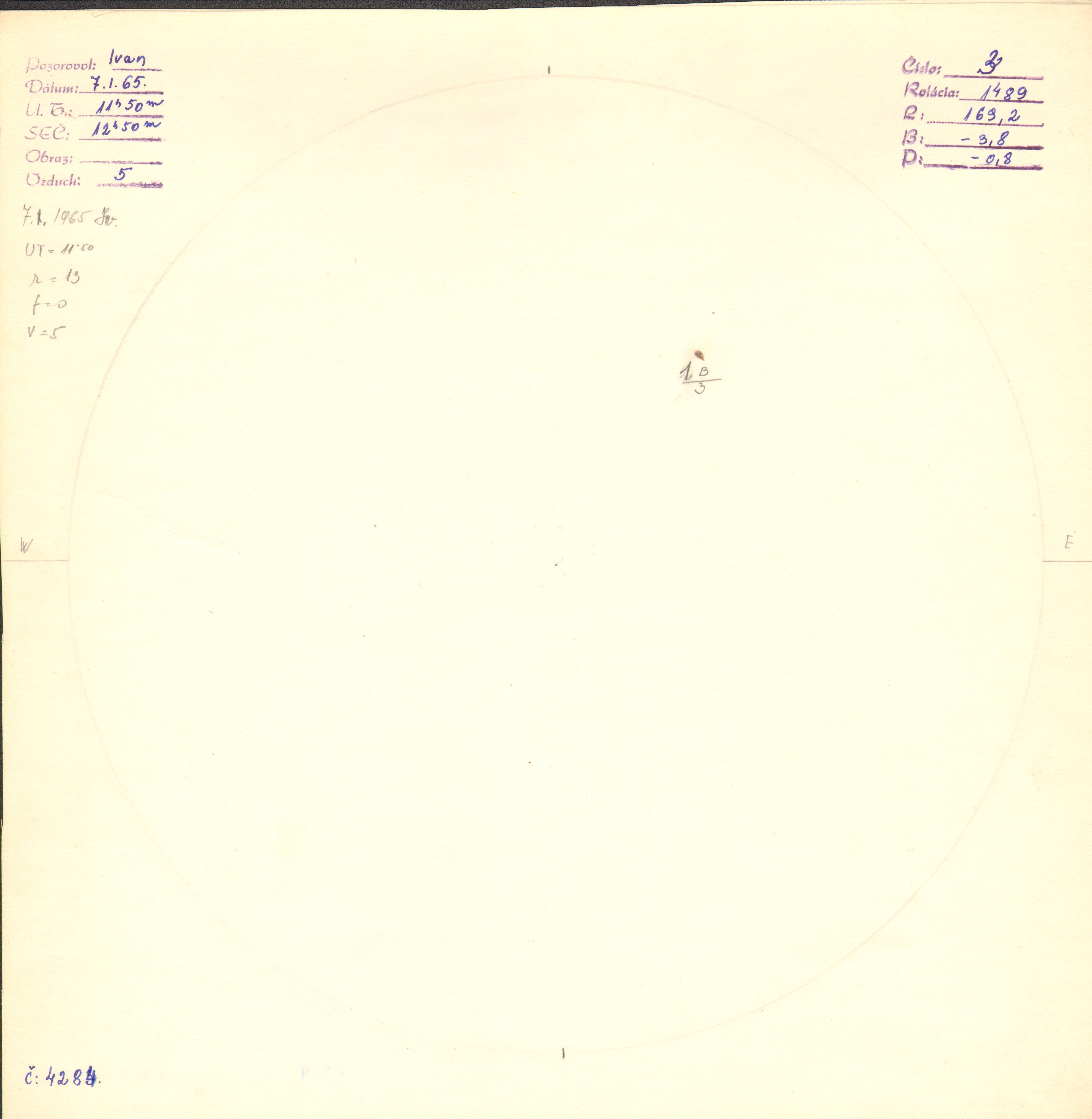 Obrázok zákresu Slnka na deň 07.01.1965