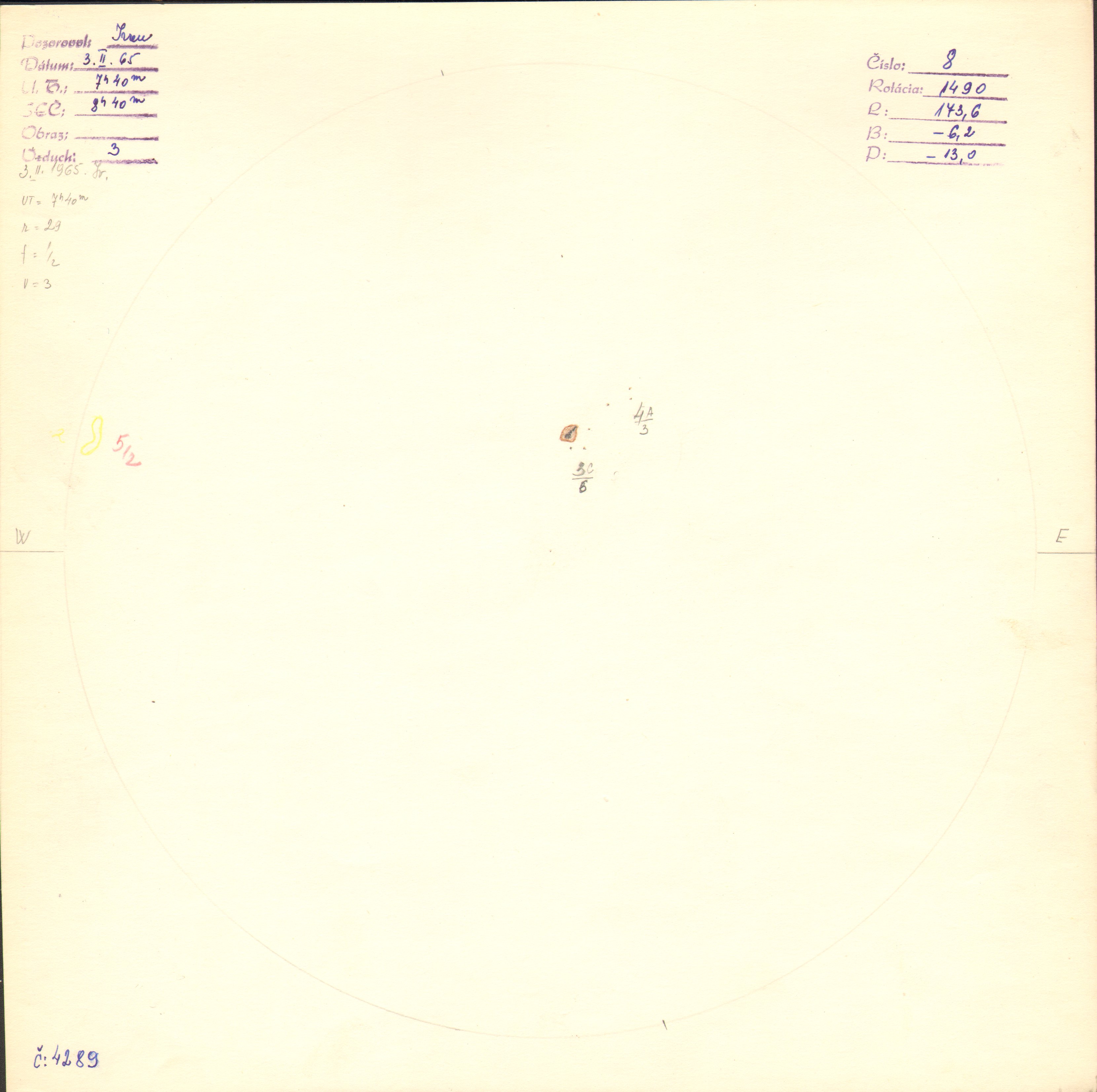 Obrázok zákresu Slnka na deň 03.02.1965