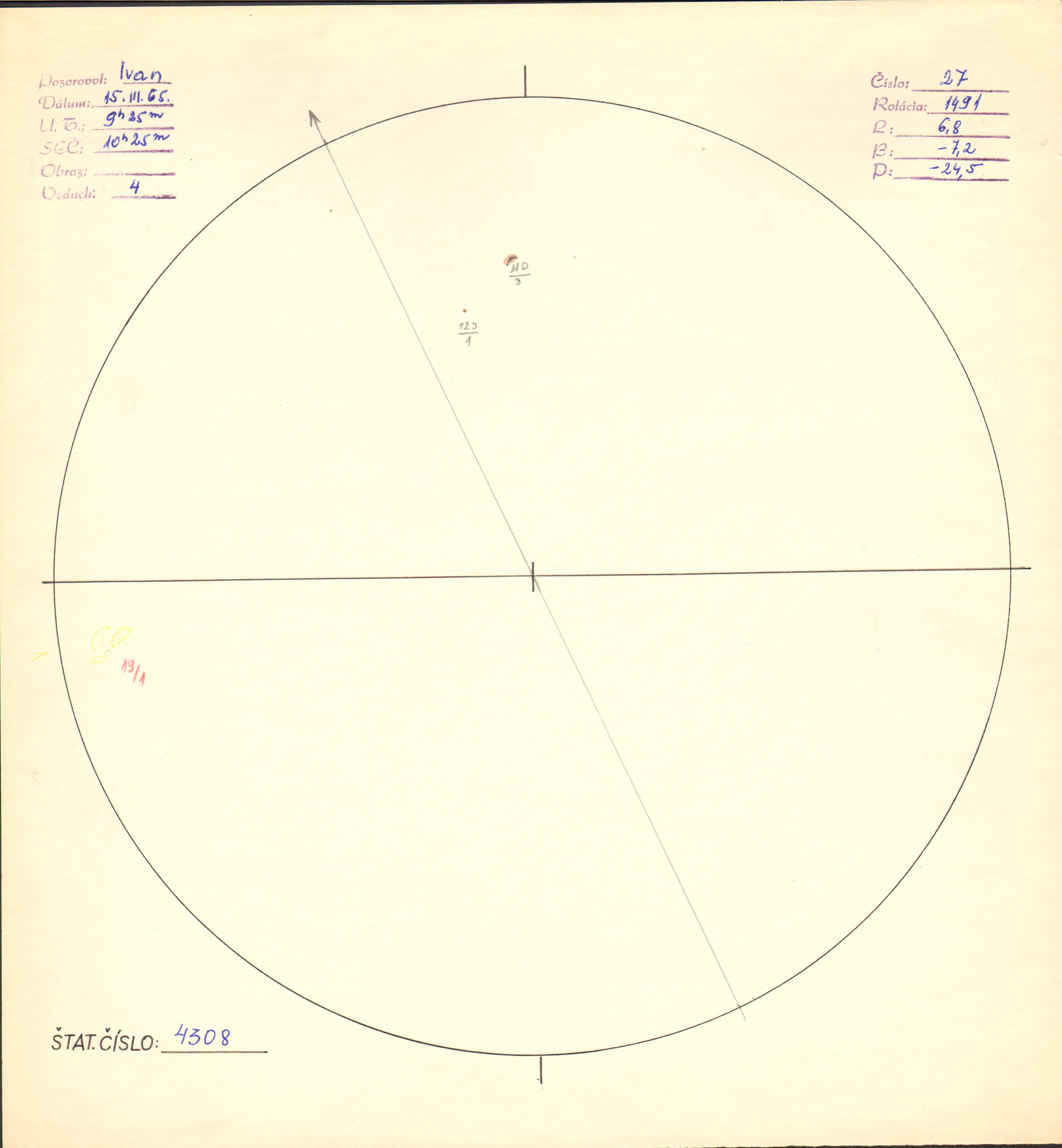 Obrázok zákresu Slnka na deň 15.03.1965
