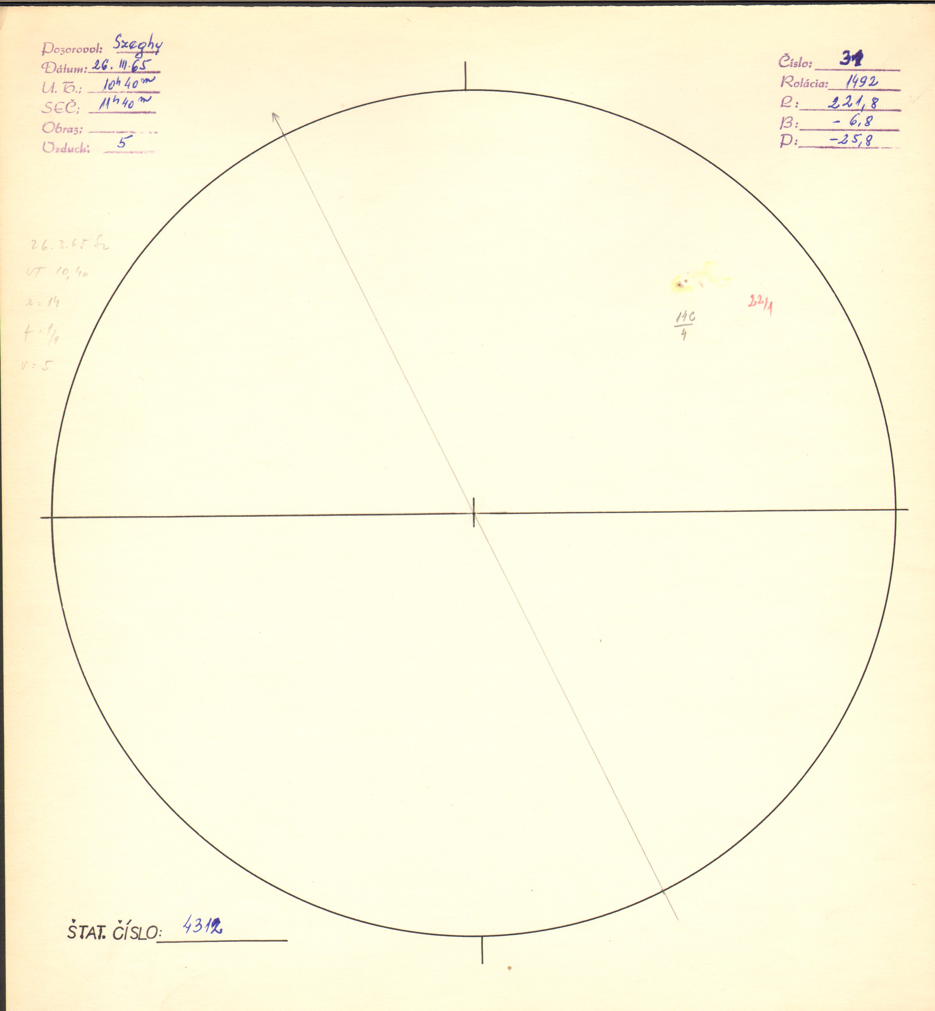 Obrázok zákresu Slnka na deň 26.03.1965