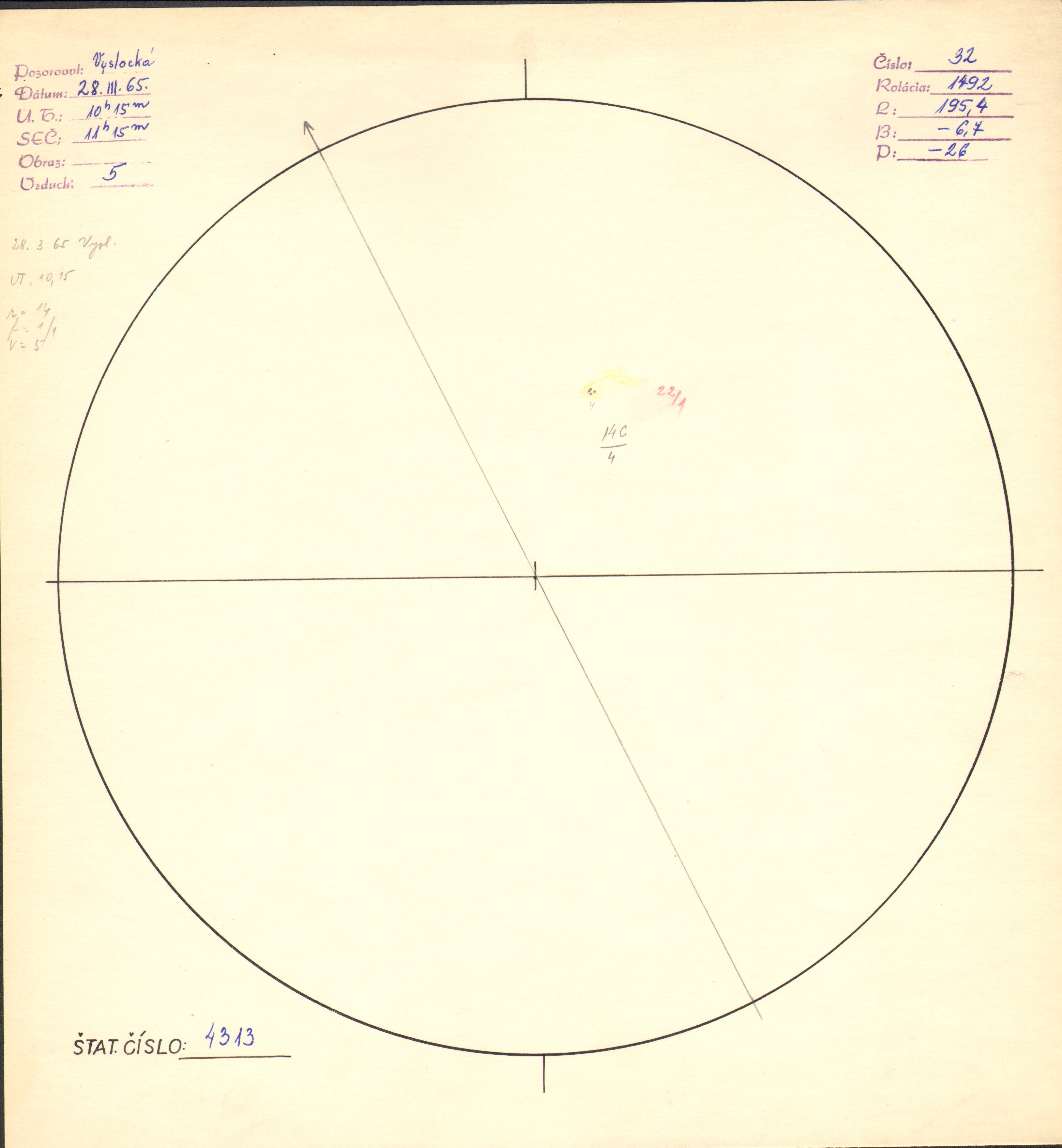 Obrázok zákresu Slnka na deň 28.03.1965