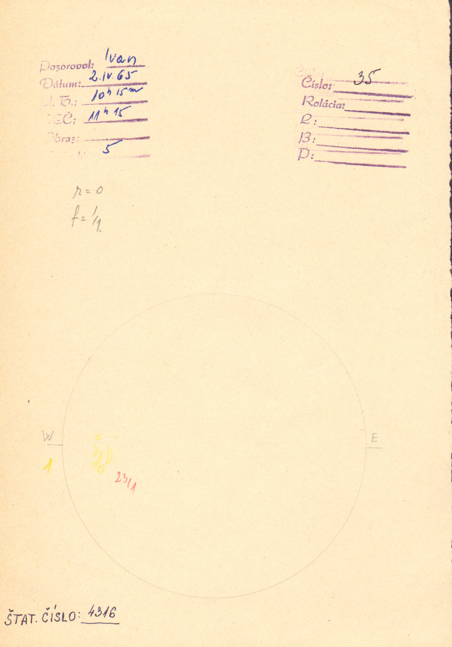 Obrázok zákresu Slnka na deň 02.04.1965
