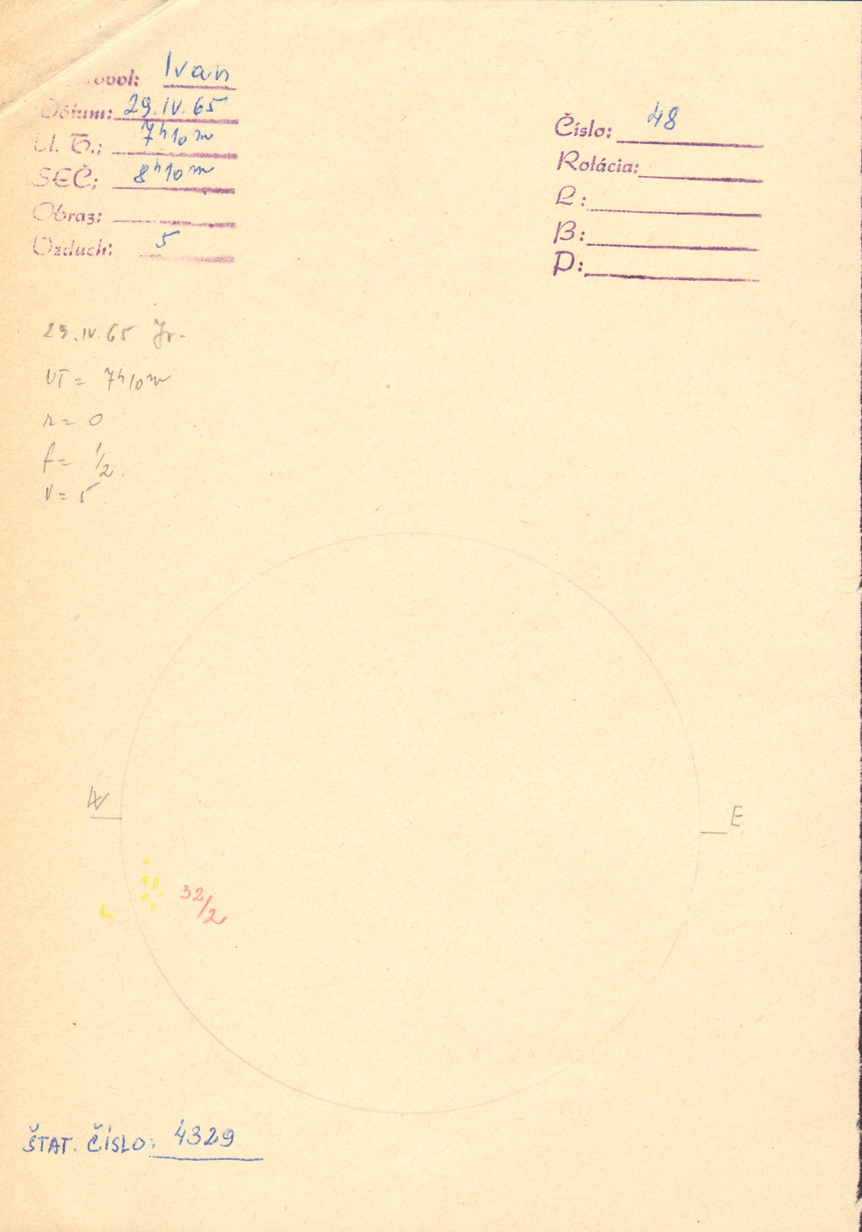 Obrázok zákresu Slnka na deň 29.04.1965
