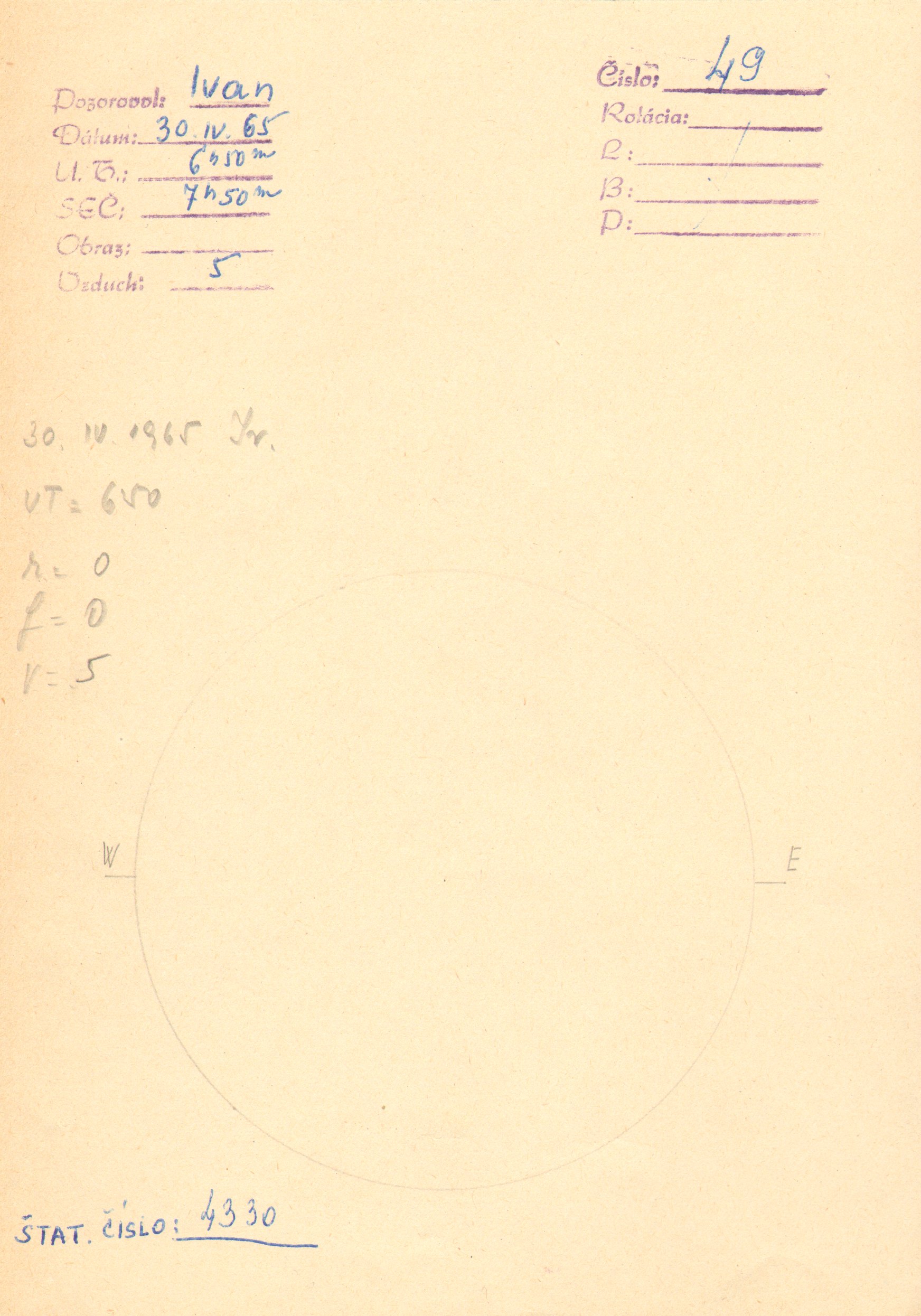 Obrázok zákresu Slnka na deň 30.04.1965