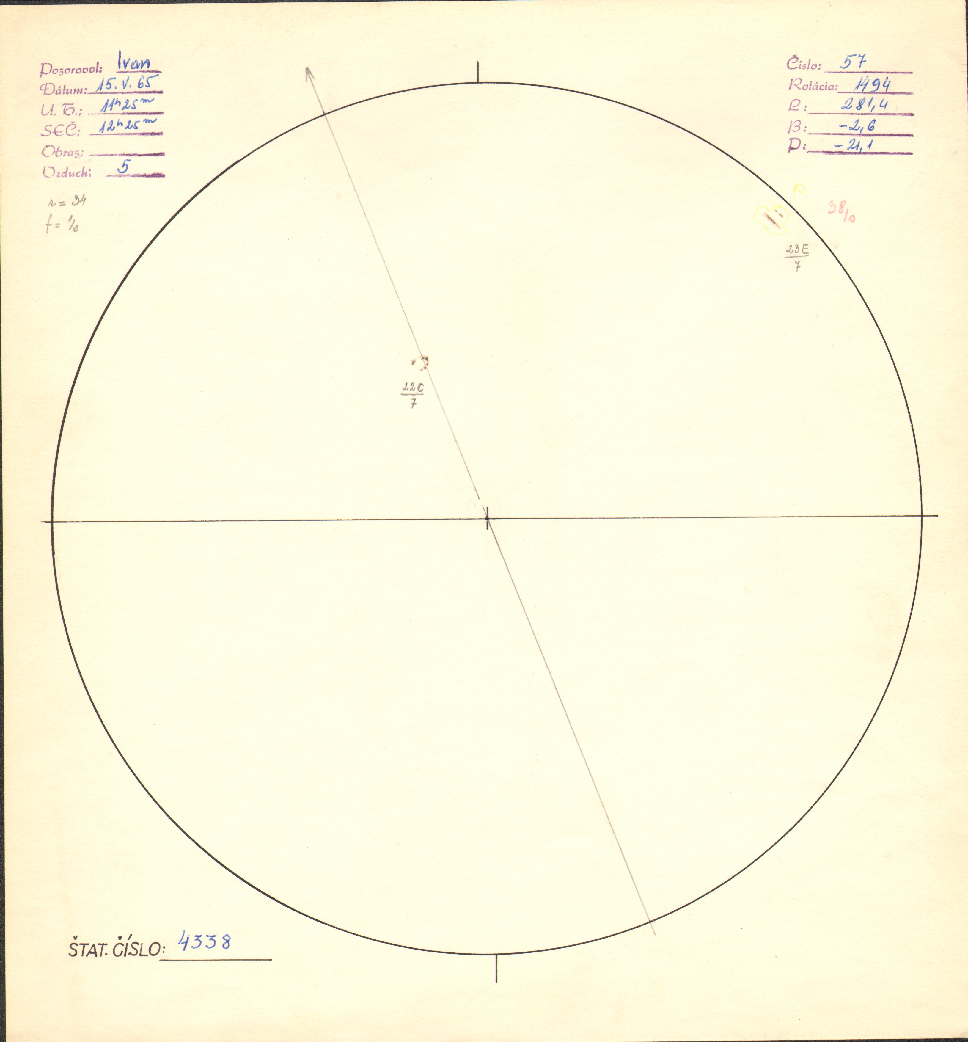 Obrázok zákresu Slnka na deň 15.05.1965