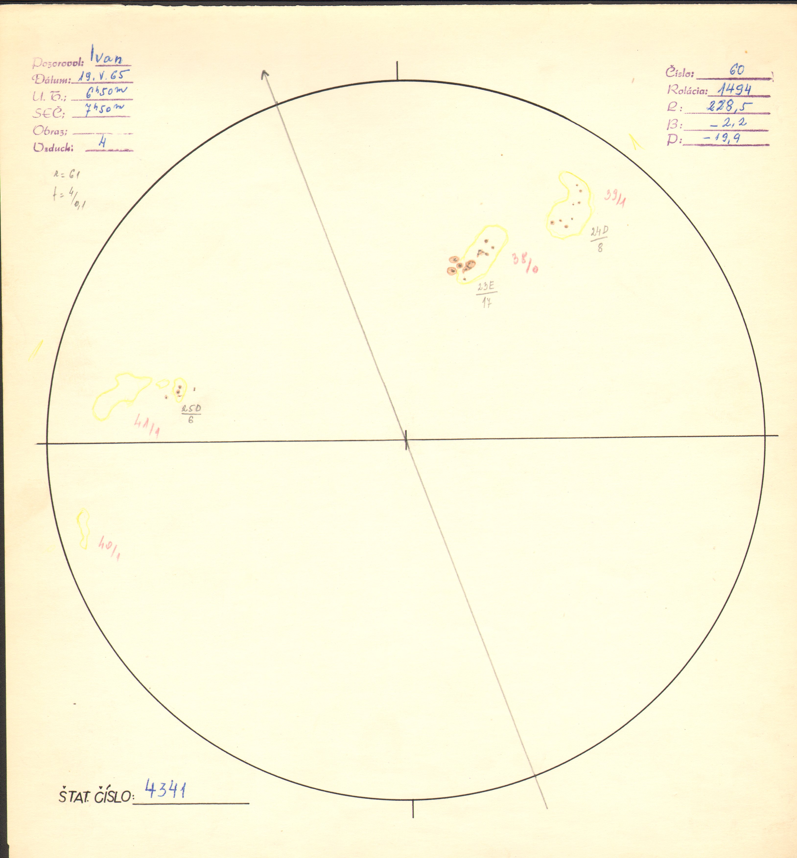 Obrázok zákresu Slnka na deň 19.05.1965