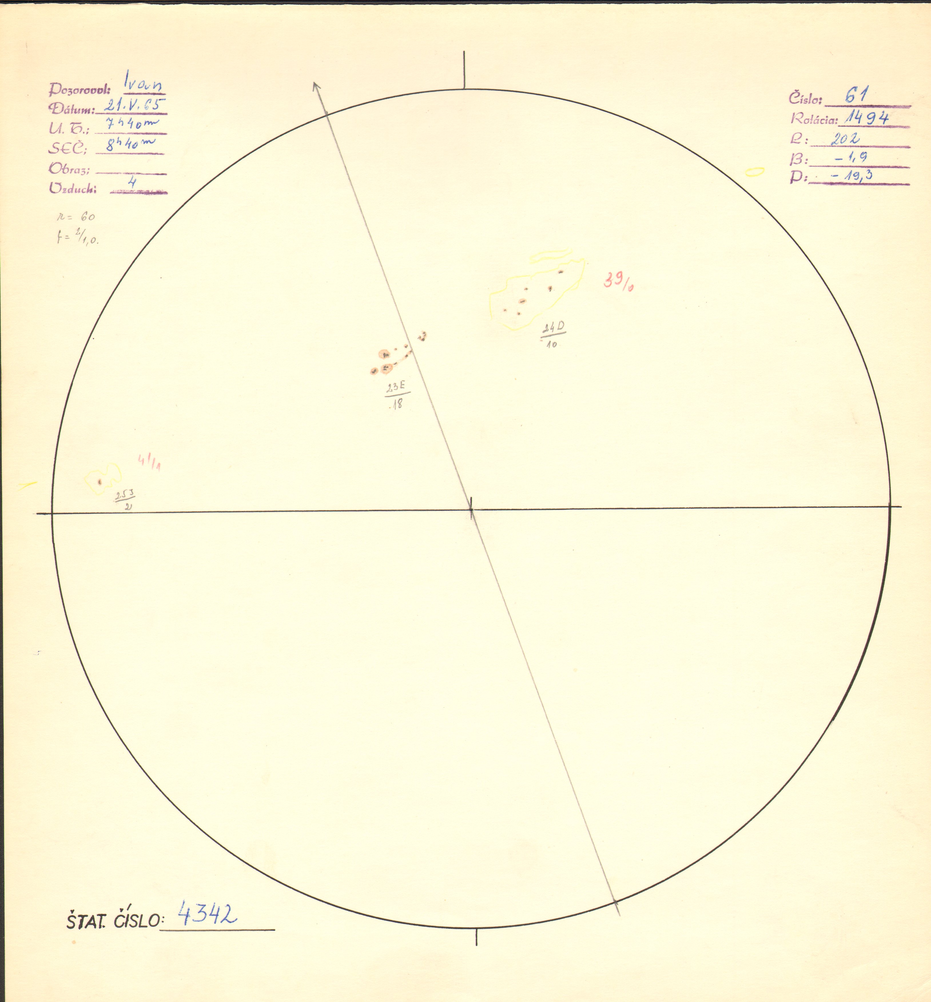Obrázok zákresu Slnka na deň 21.05.1965