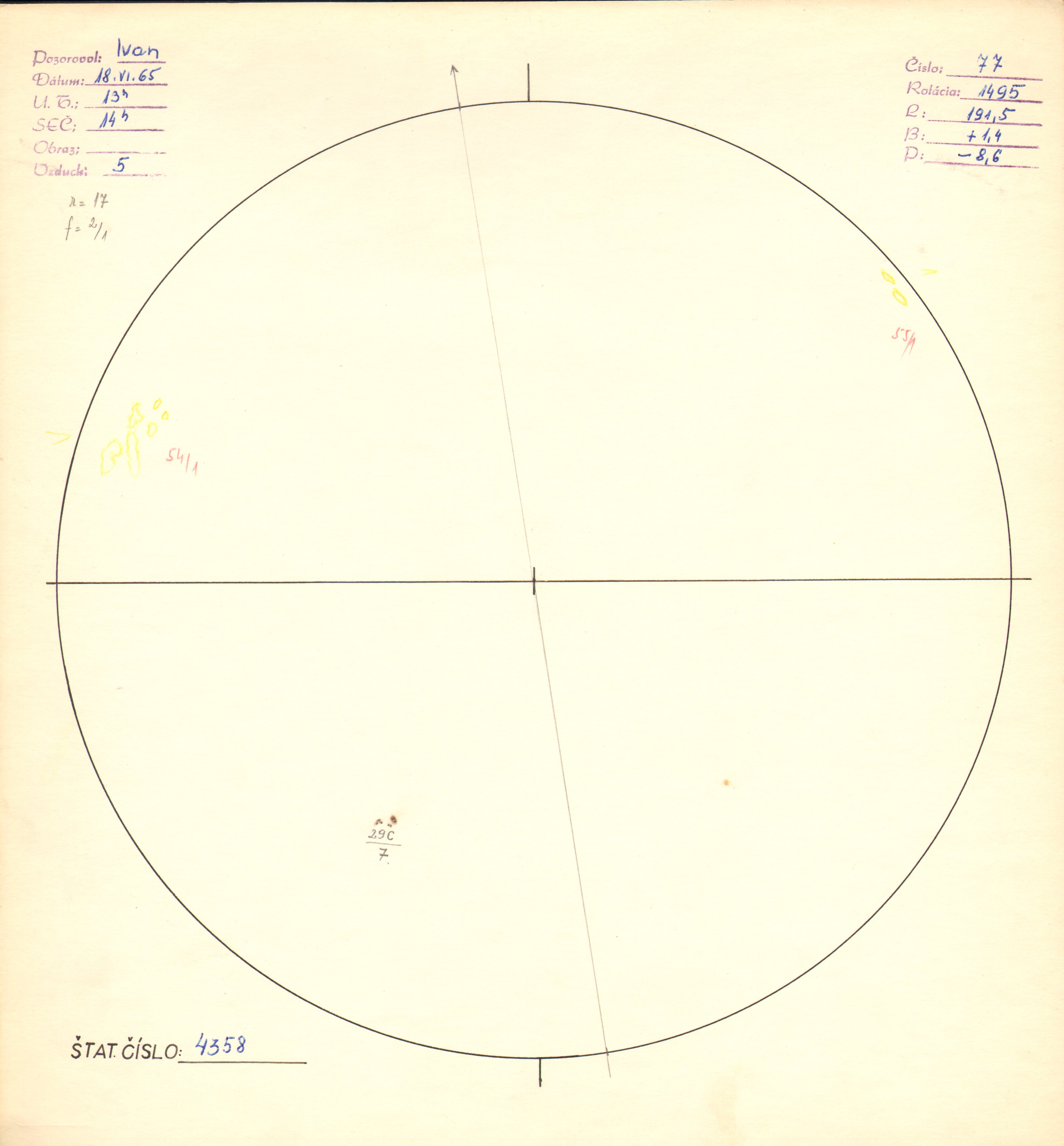 Obrázok zákresu Slnka na deň 18.06.1965
