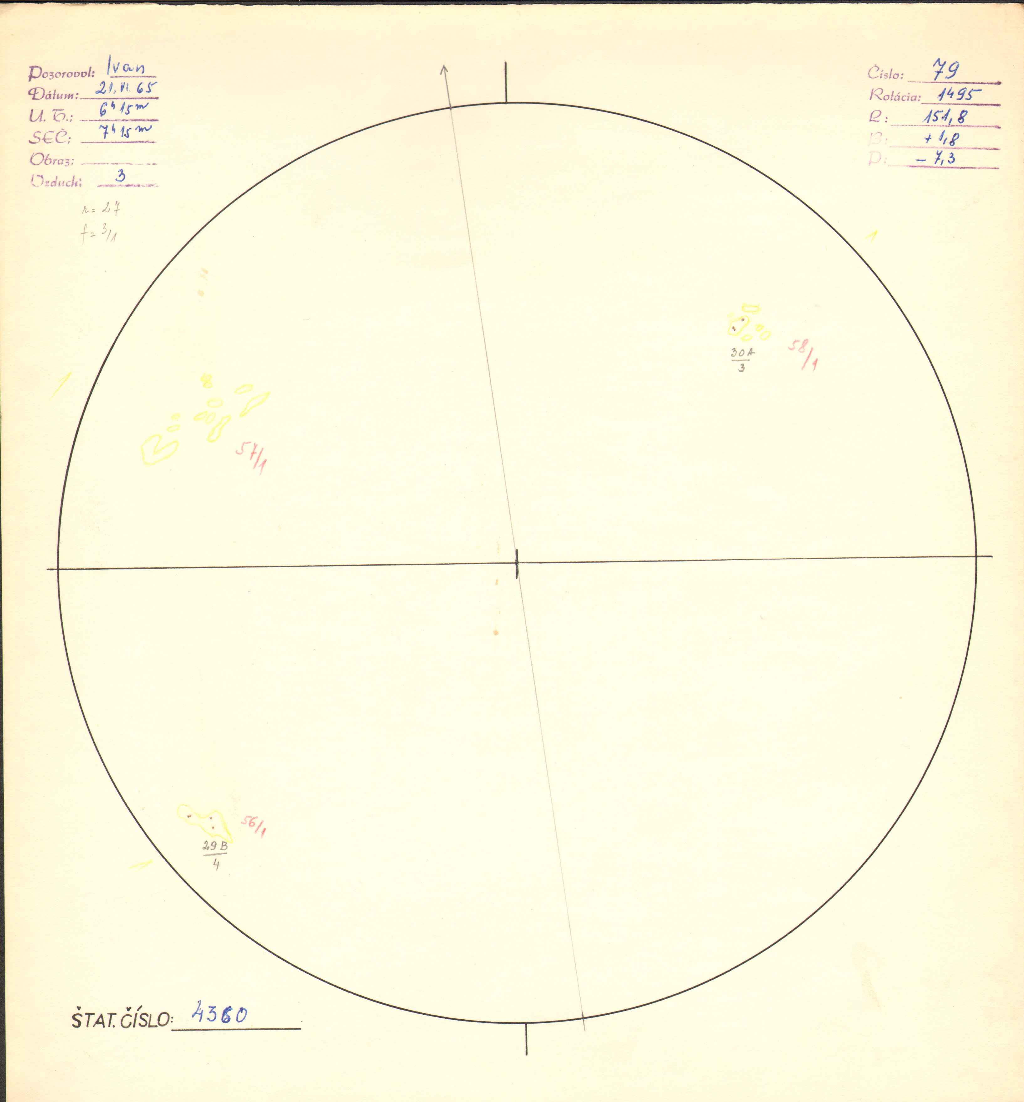 Obrázok zákresu Slnka na deň 21.06.1965