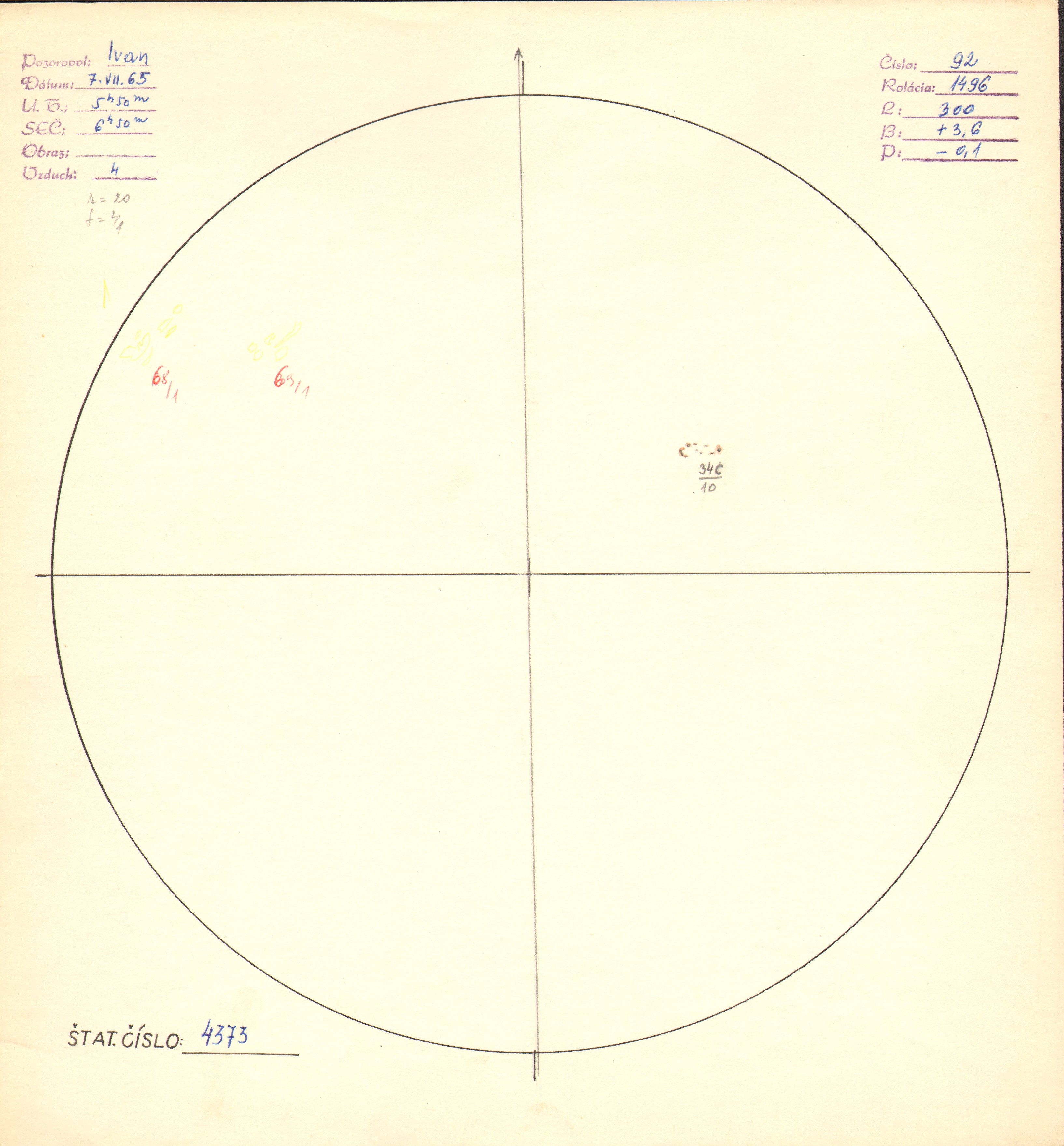 Obrázok zákresu Slnka na deň 07.07.1965